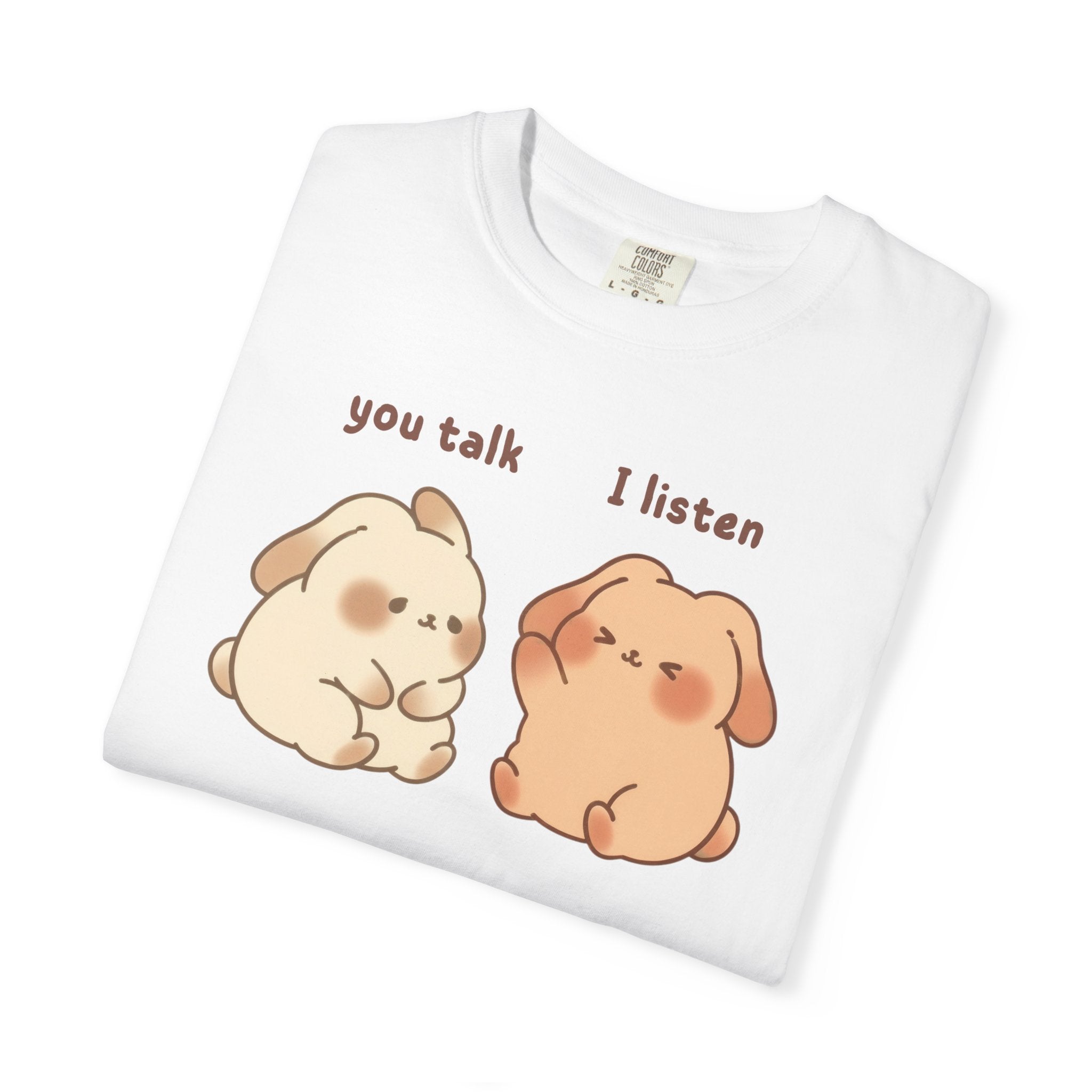 You Talk I Listen T-Shirt — Cute Listening Bunny Graphic Tee