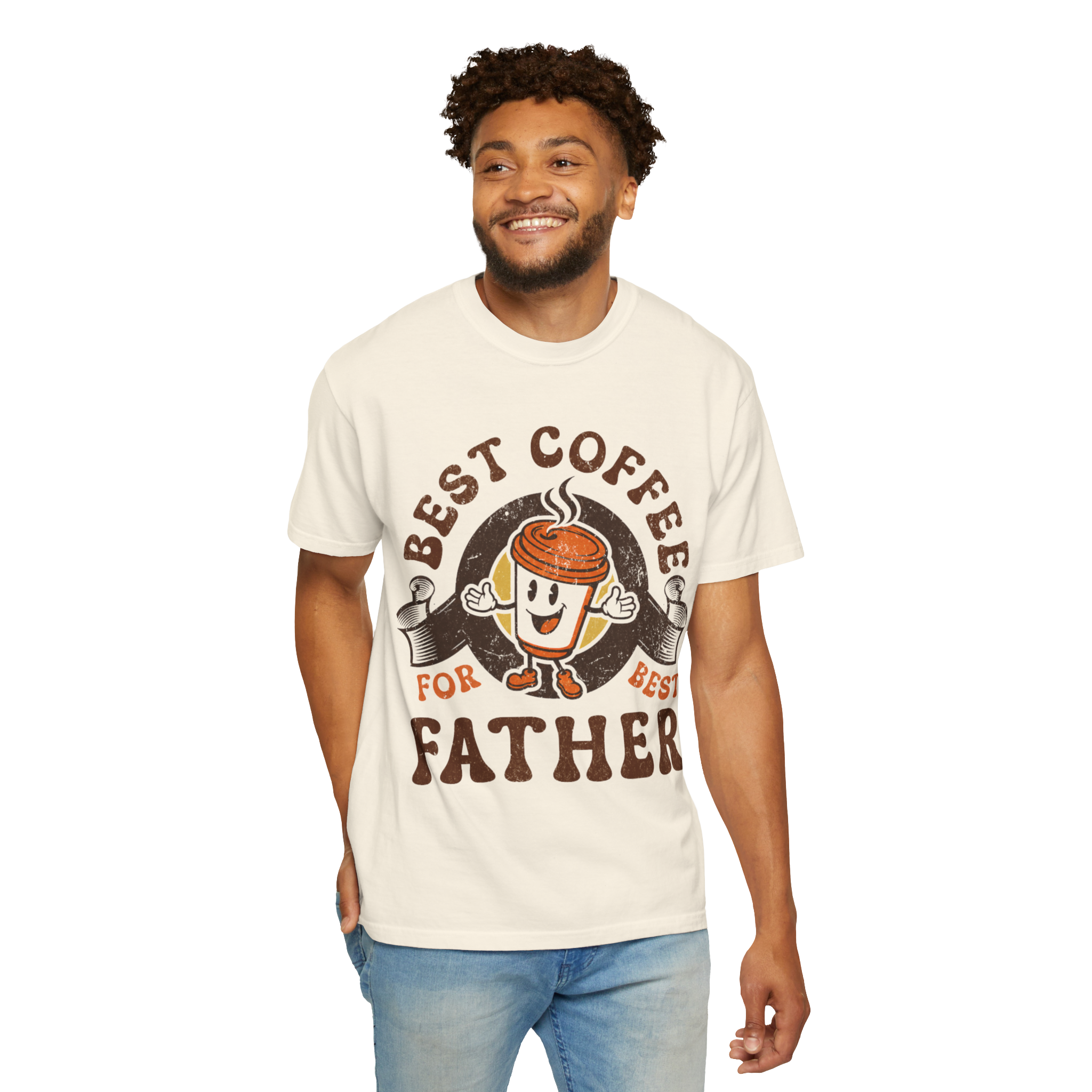 Father Coffee T-Shirt — "Best Coffee for Best Father" Retro Dad Tee