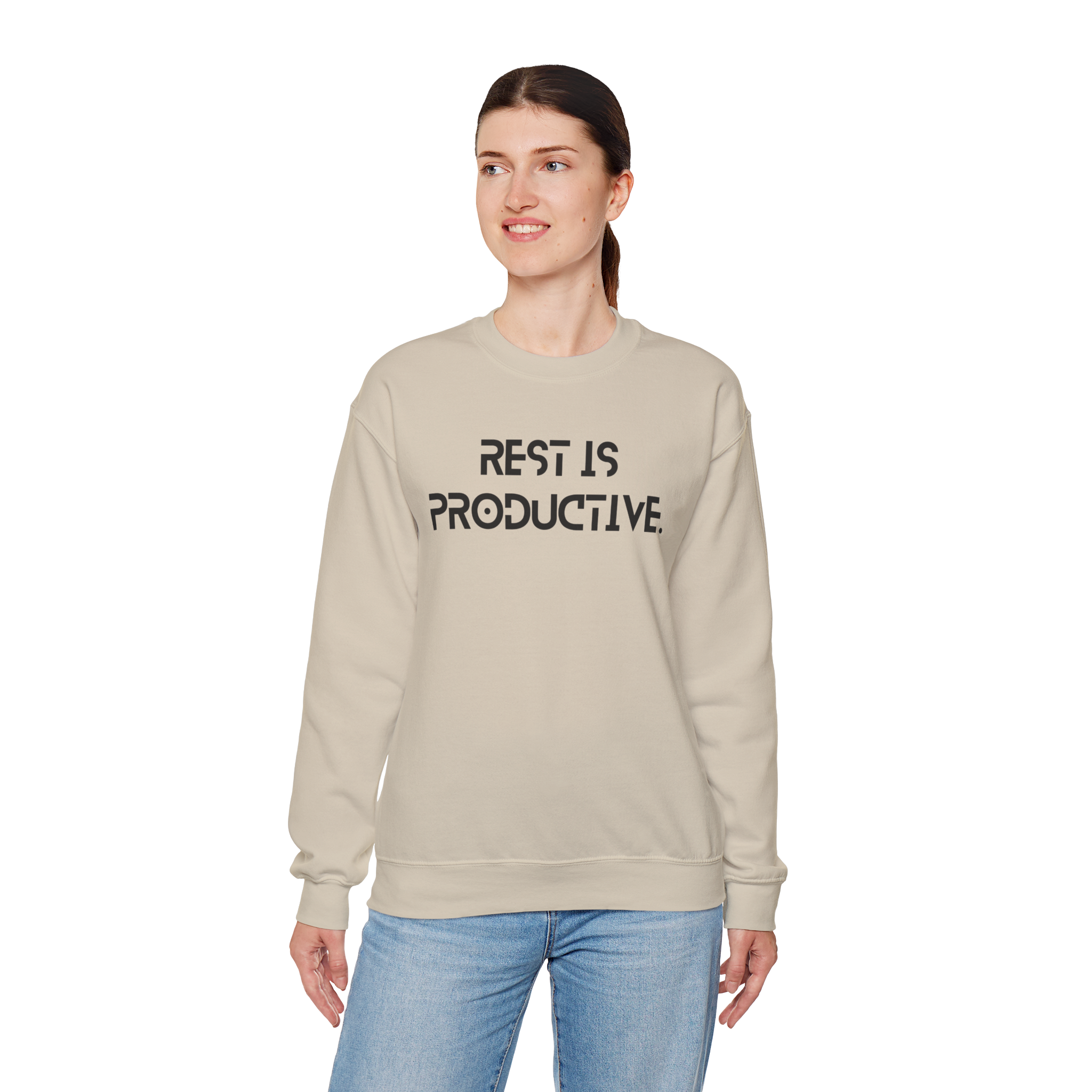 REST IS PRODUCTIVE Sweatshirt — Minimal Comfort Crewneck for Rest & Recovery