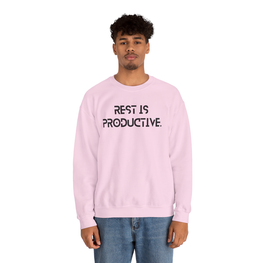 REST IS PRODUCTIVE Sweatshirt — Minimal Comfort Crewneck for Rest & Recovery