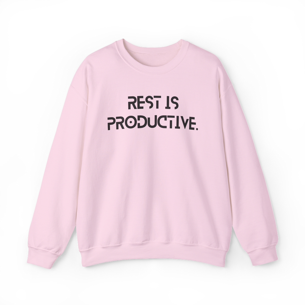 REST IS PRODUCTIVE Sweatshirt — Minimal Comfort Crewneck for Rest & Recovery