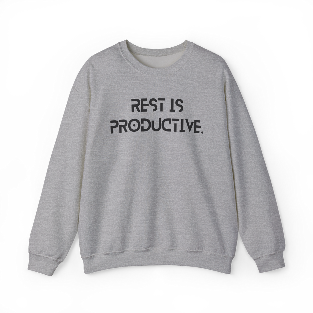 REST IS PRODUCTIVE Sweatshirt — Minimal Comfort Crewneck for Rest & Recovery
