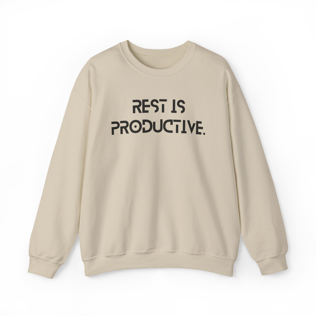 REST IS PRODUCTIVE Sweatshirt — Minimal Comfort Crewneck for Rest & Recovery
