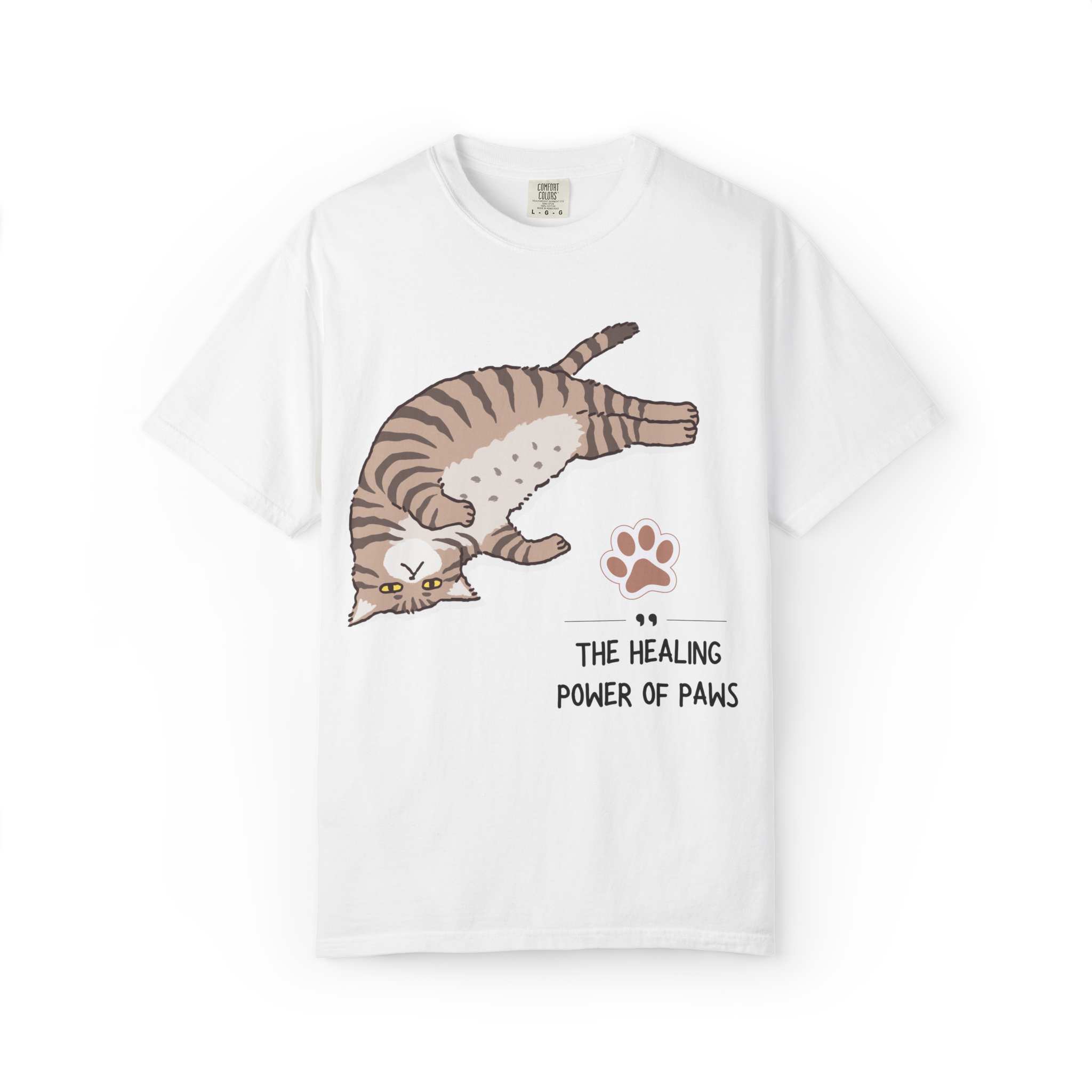 Cat Paw Healing T-Shirt — "The Healing Power of Paws" Cute Cat Graphic Tee