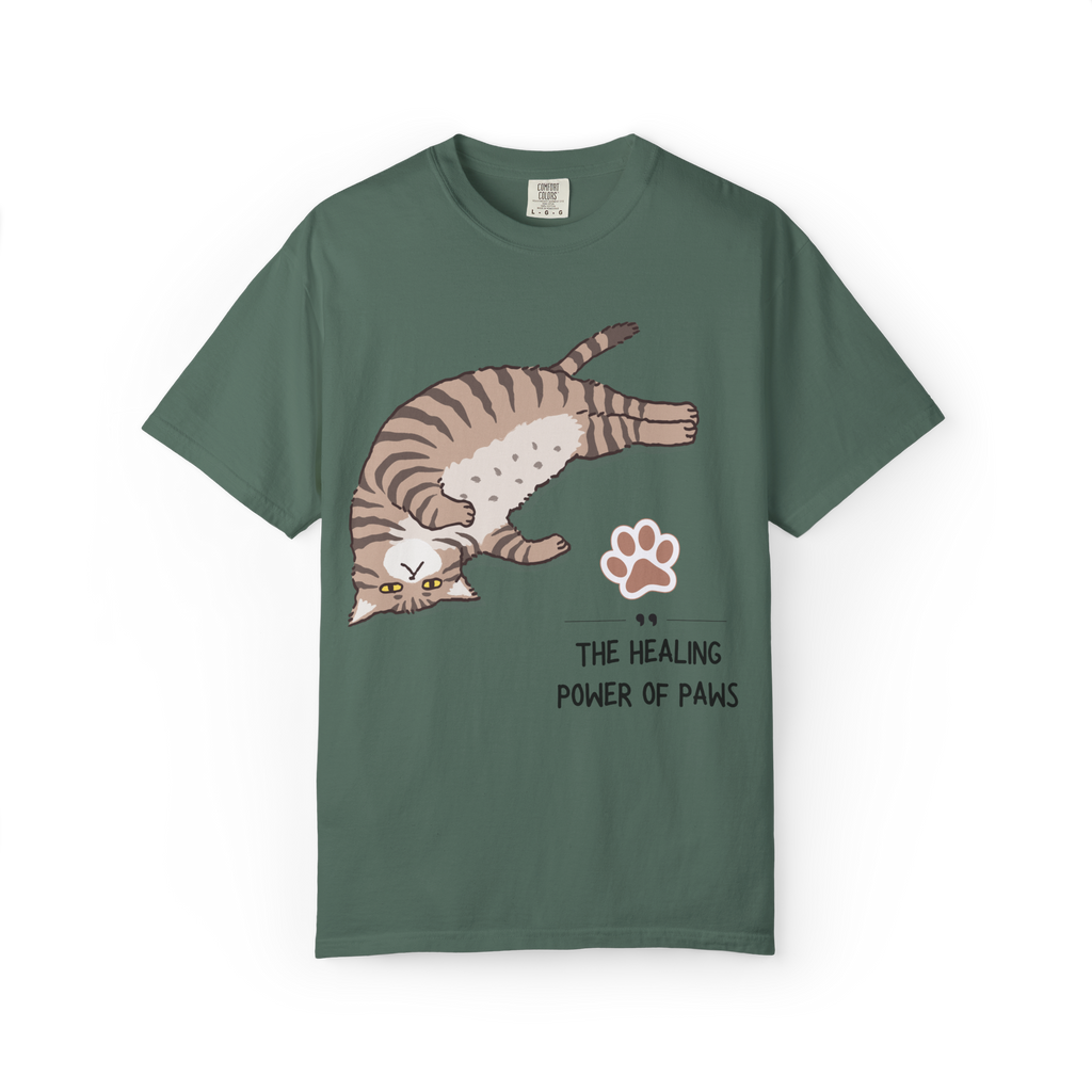 Cat Paw Healing T-Shirt — "The Healing Power of Paws" Cute Cat Graphic Tee