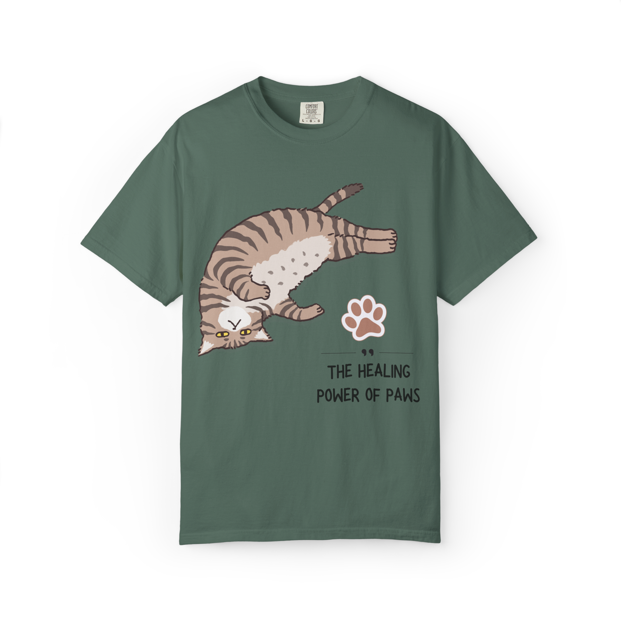 Cat Paw Healing T-Shirt — "The Healing Power of Paws" Cute Cat Graphic Tee