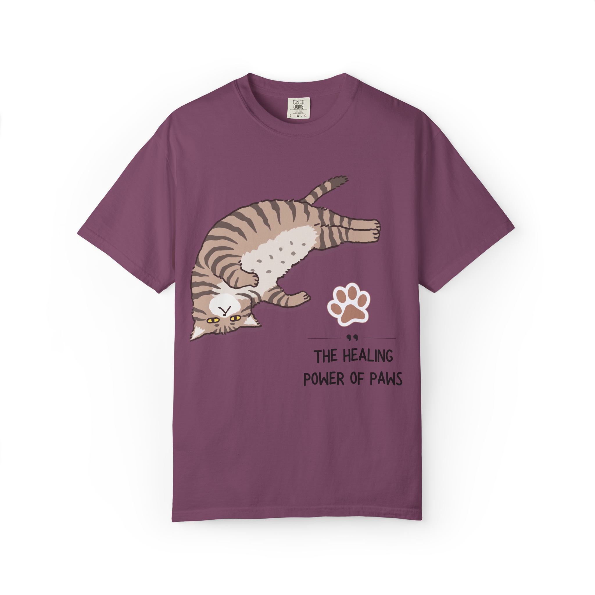 Cat Paw Healing T-Shirt — "The Healing Power of Paws" Cute Cat Graphic Tee