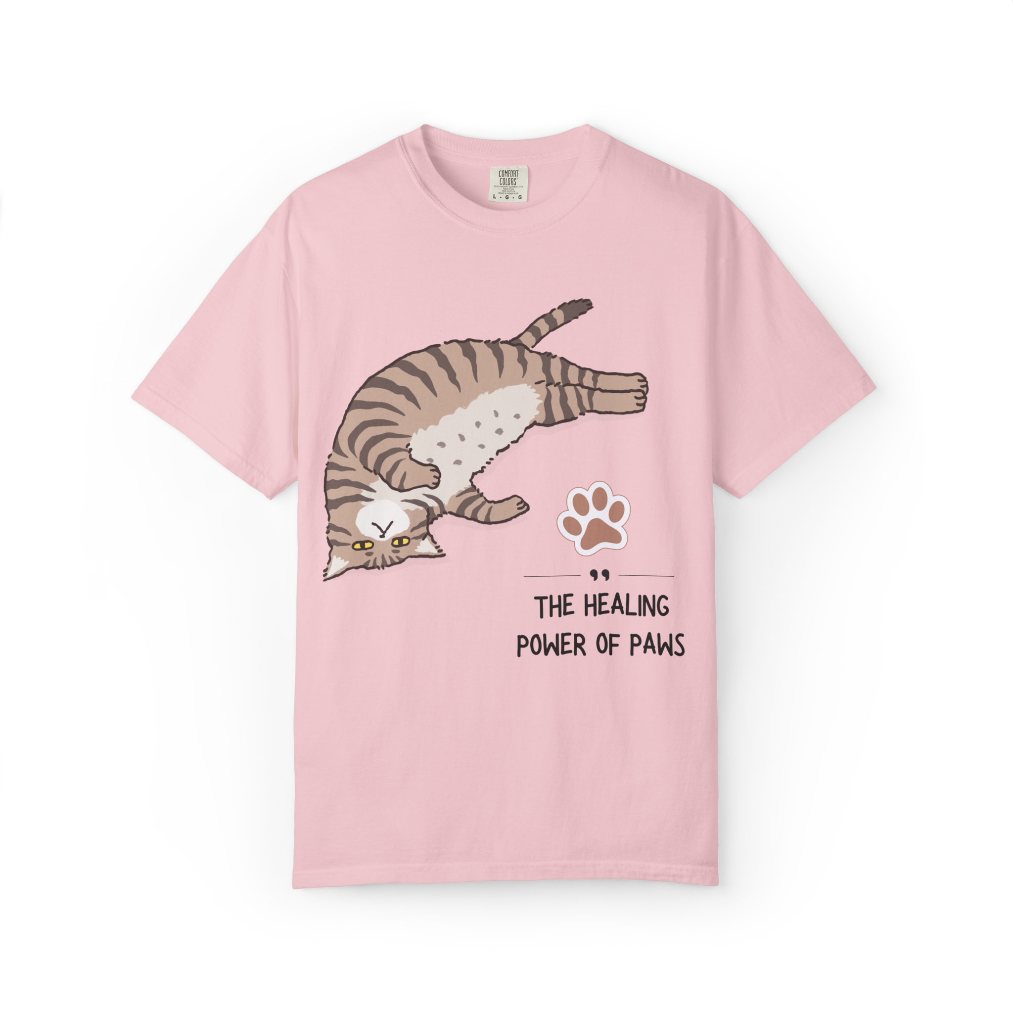 Cat Paw Healing T-Shirt — "The Healing Power of Paws" Cute Cat Graphic Tee