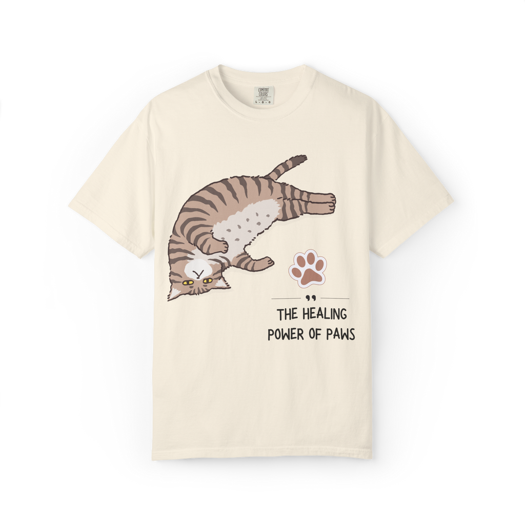 Cat Paw Healing T-Shirt — "The Healing Power of Paws" Cute Cat Graphic Tee