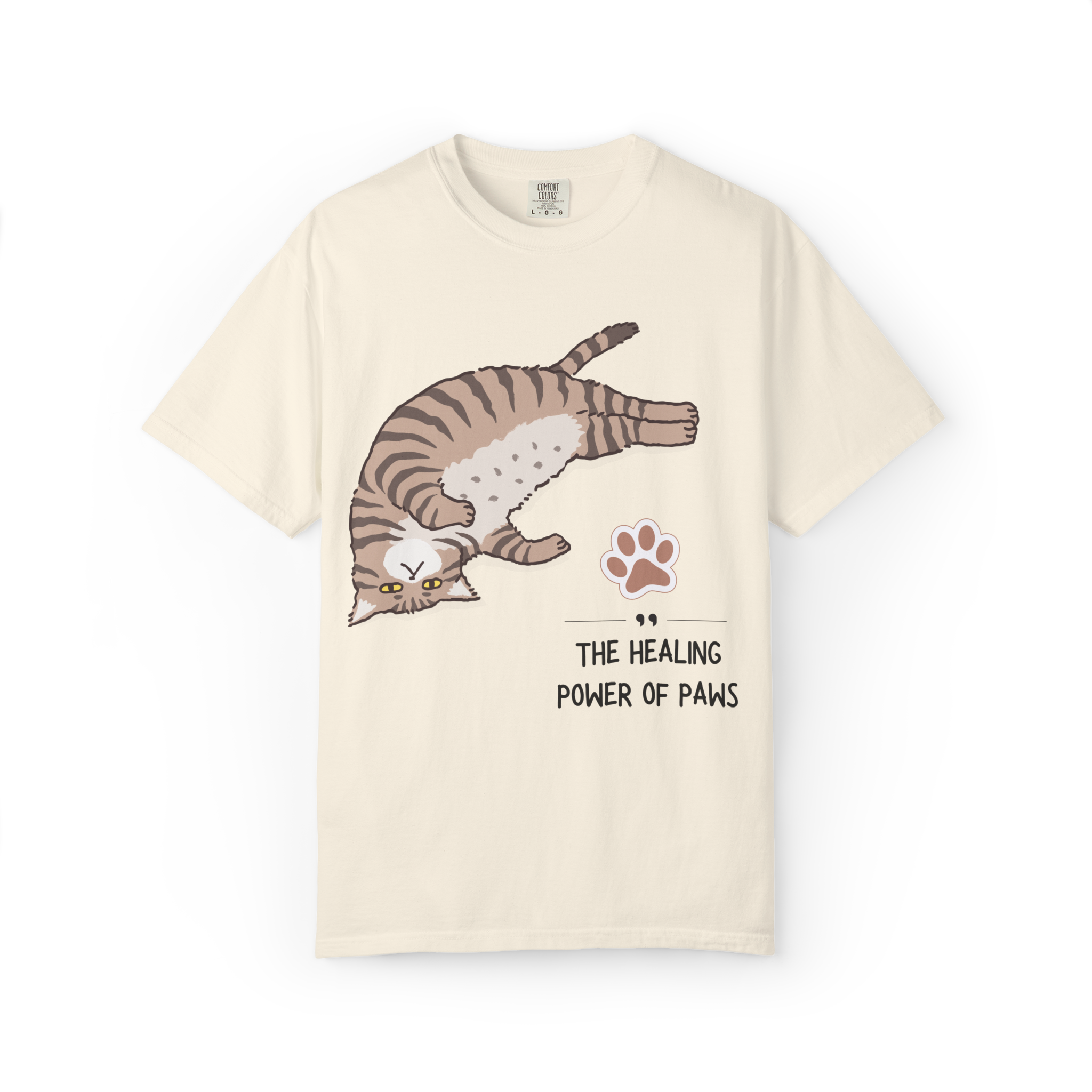 Cat Paw Healing T-Shirt — "The Healing Power of Paws" Cute Cat Graphic Tee
