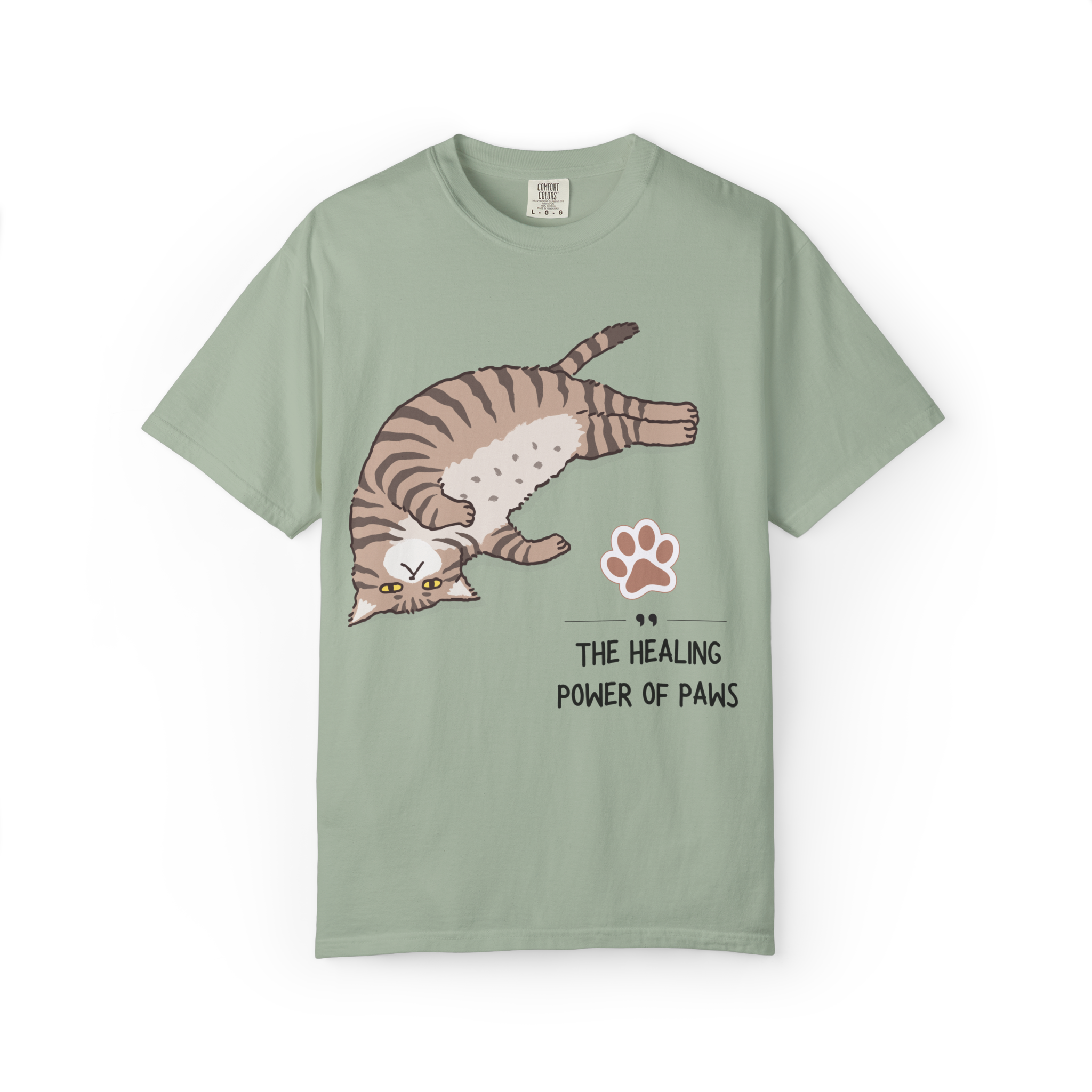 Cat Paw Healing T-Shirt — "The Healing Power of Paws" Cute Cat Graphic Tee