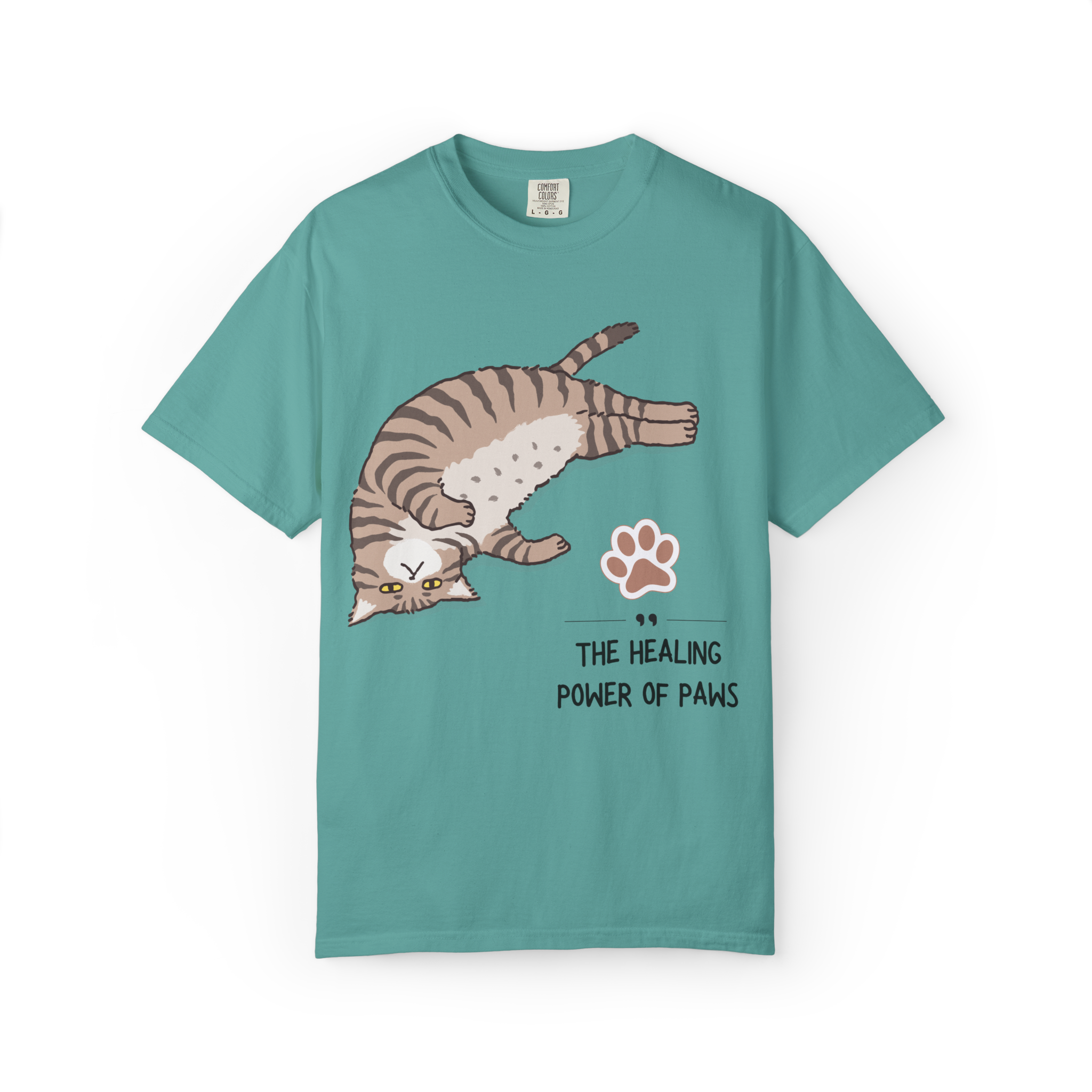 Cat Paw Healing T-Shirt — "The Healing Power of Paws" Cute Cat Graphic Tee