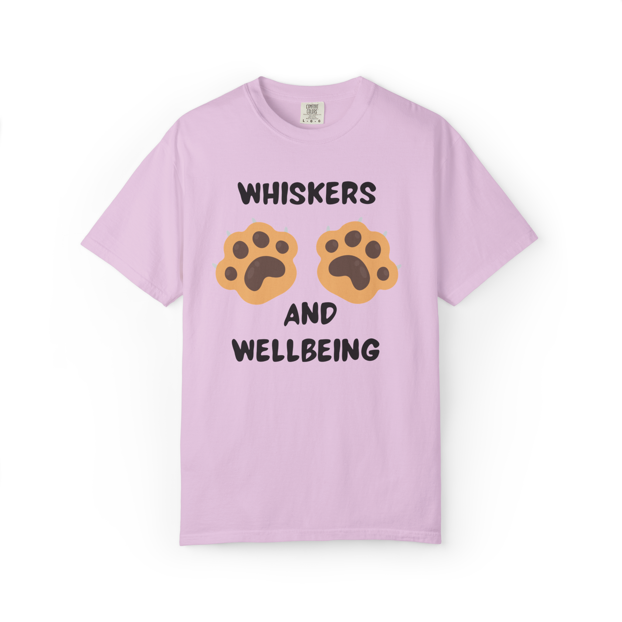 Whiskers and Wellbeing T-Shirt — Cute Cat Paw Mental Health Tee