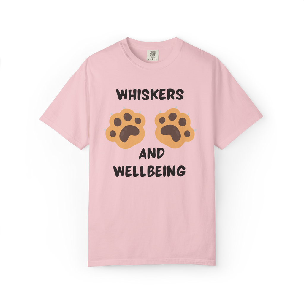 Whiskers and Wellbeing T-Shirt — Cute Cat Paw Mental Health Tee