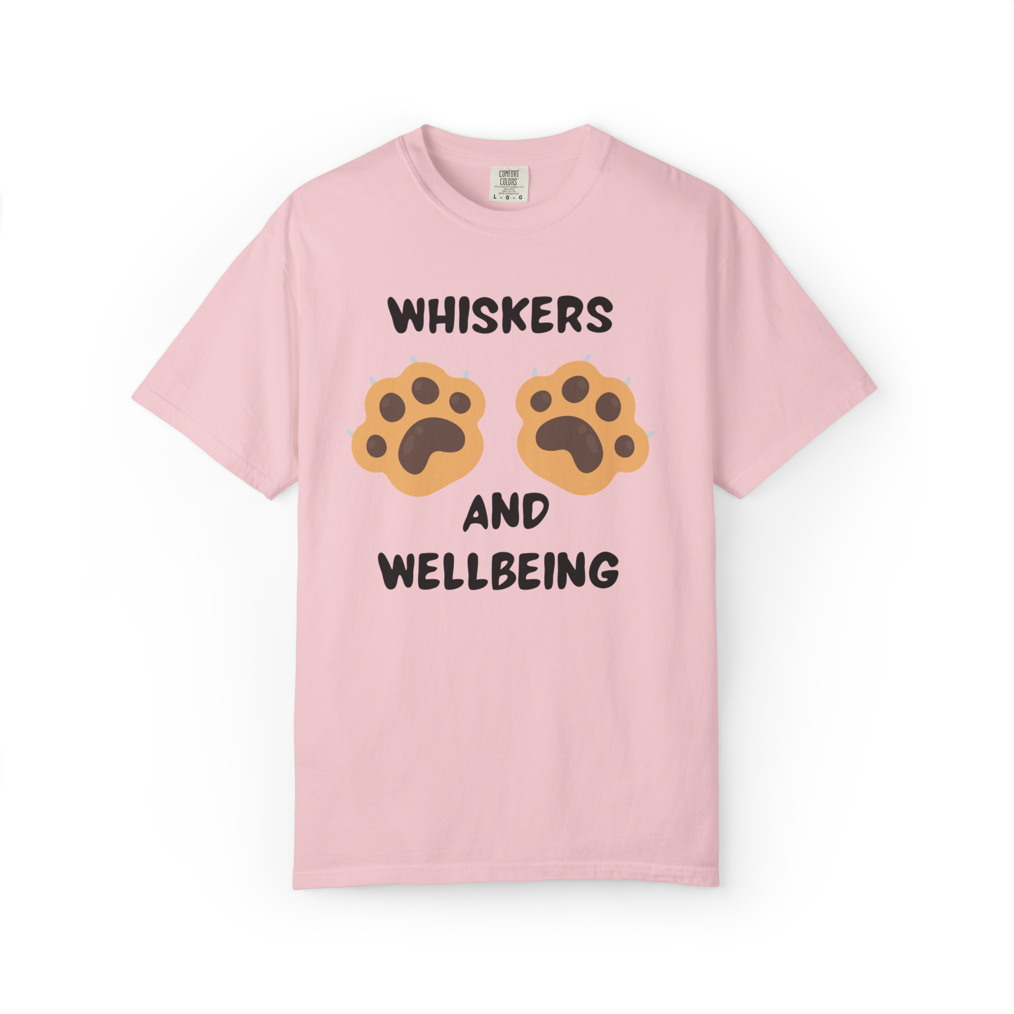 Whiskers and Wellbeing T-Shirt — Cute Cat Paw Mental Health Tee