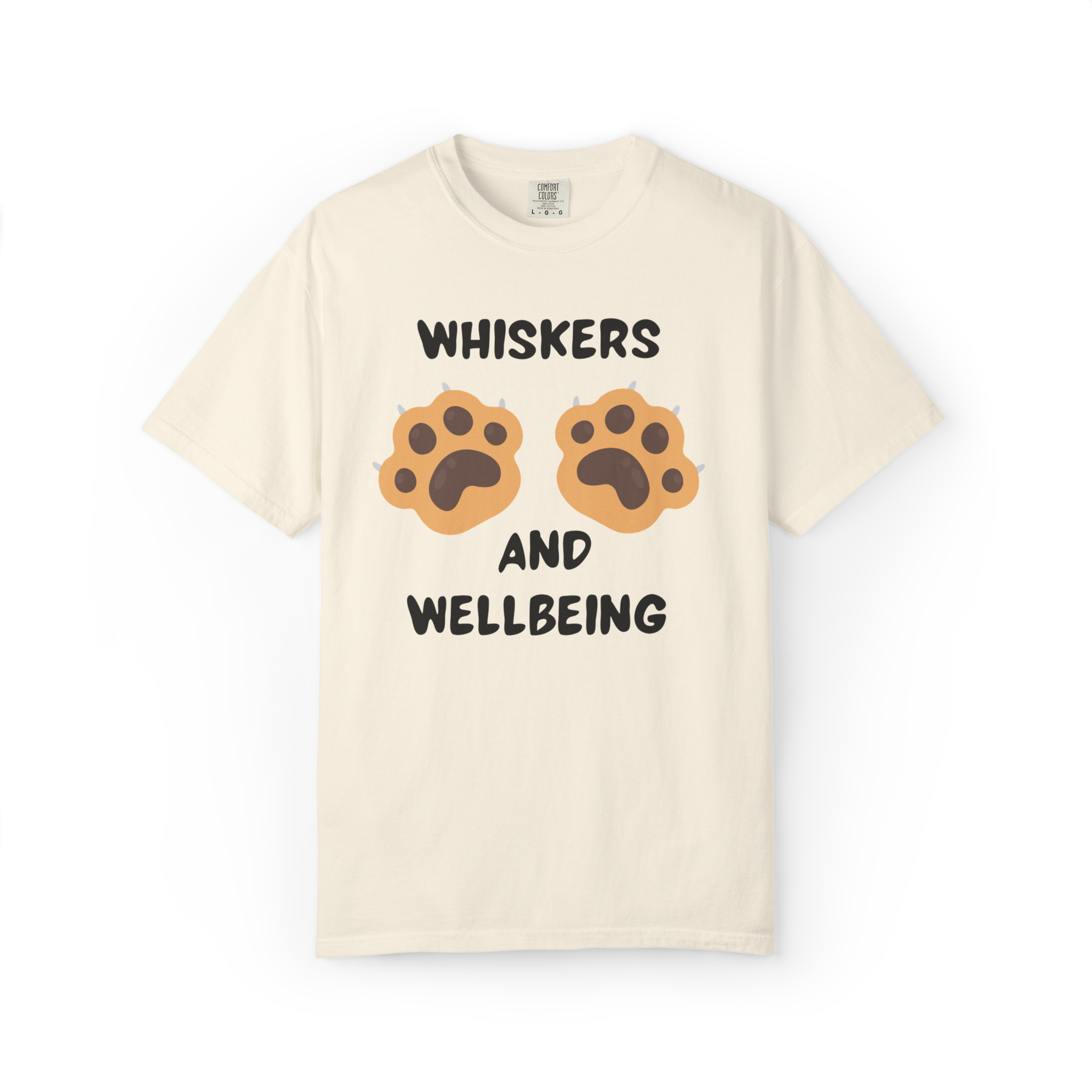Whiskers and Wellbeing T-Shirt — Cute Cat Paw Mental Health Tee