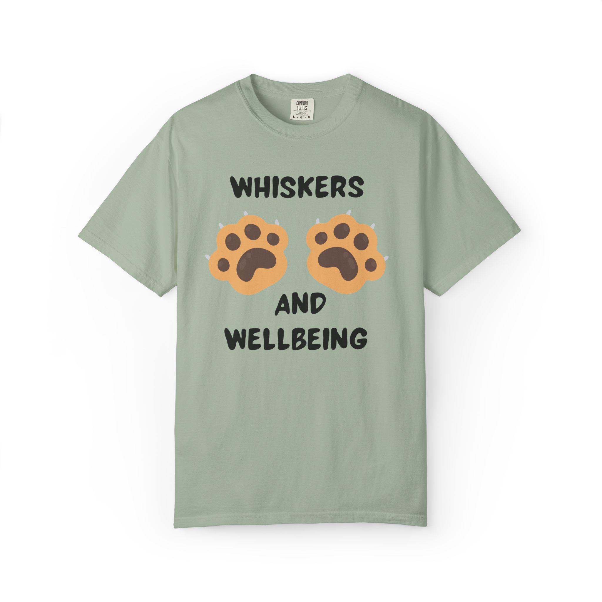 Whiskers and Wellbeing T-Shirt — Cute Cat Paw Mental Health Tee