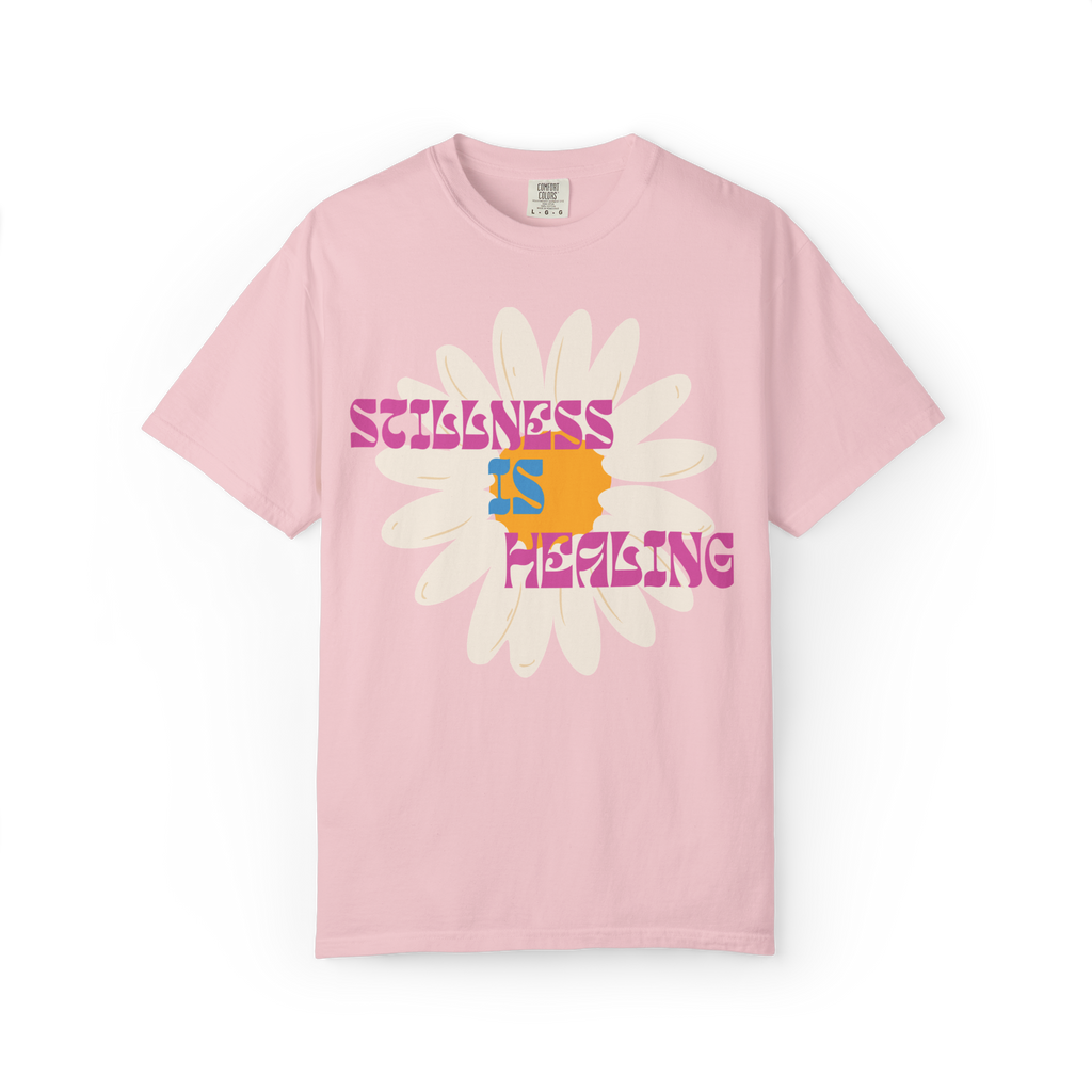 Stillness Is Healing T‑Shirt — Retro Daisy Graphic Tee
