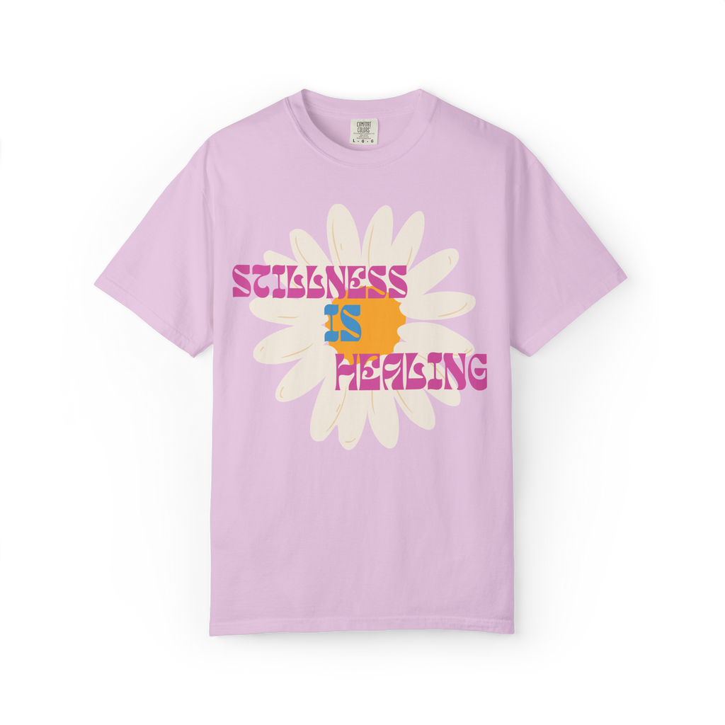 Stillness Is Healing T‑Shirt — Retro Daisy Graphic Tee
