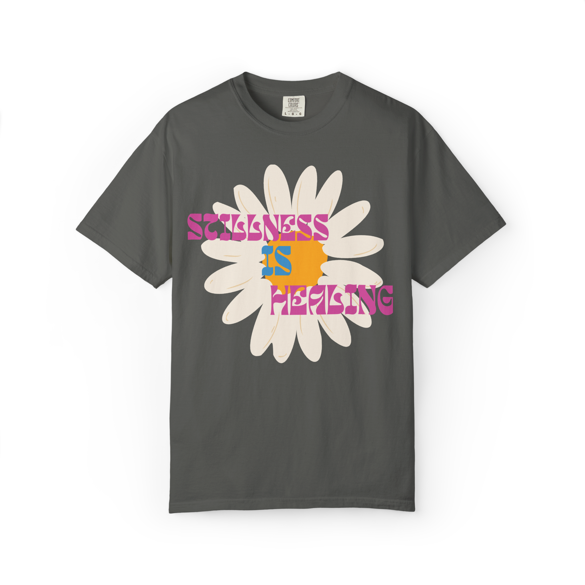 Stillness Is Healing T‑Shirt — Retro Daisy Graphic Tee