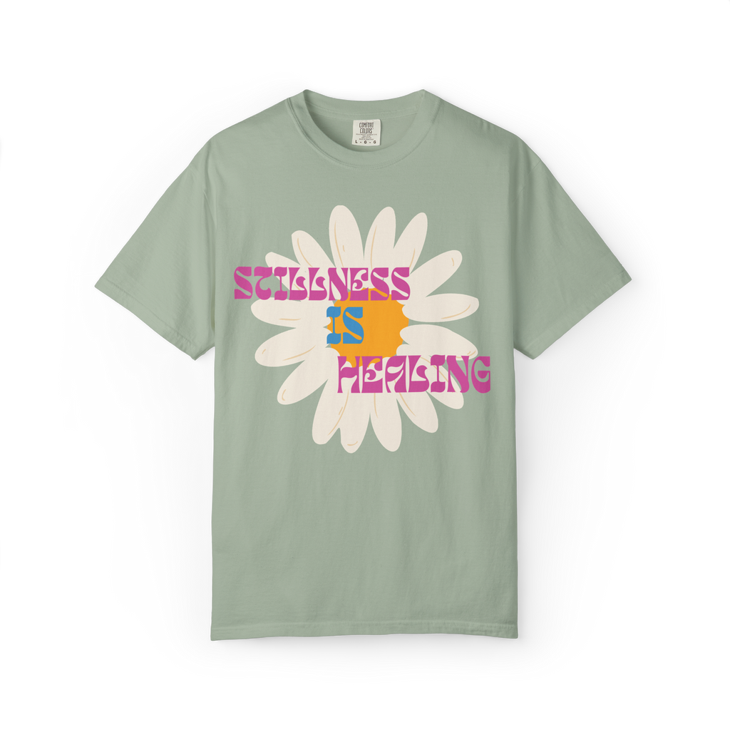 Stillness Is Healing T‑Shirt — Retro Daisy Graphic Tee
