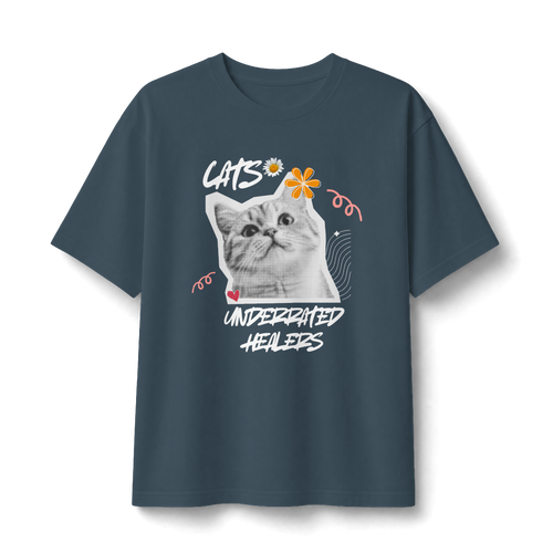 Cute Kitten Photo Tee with Daisy Accent — Graphic Cat T‑Shirt