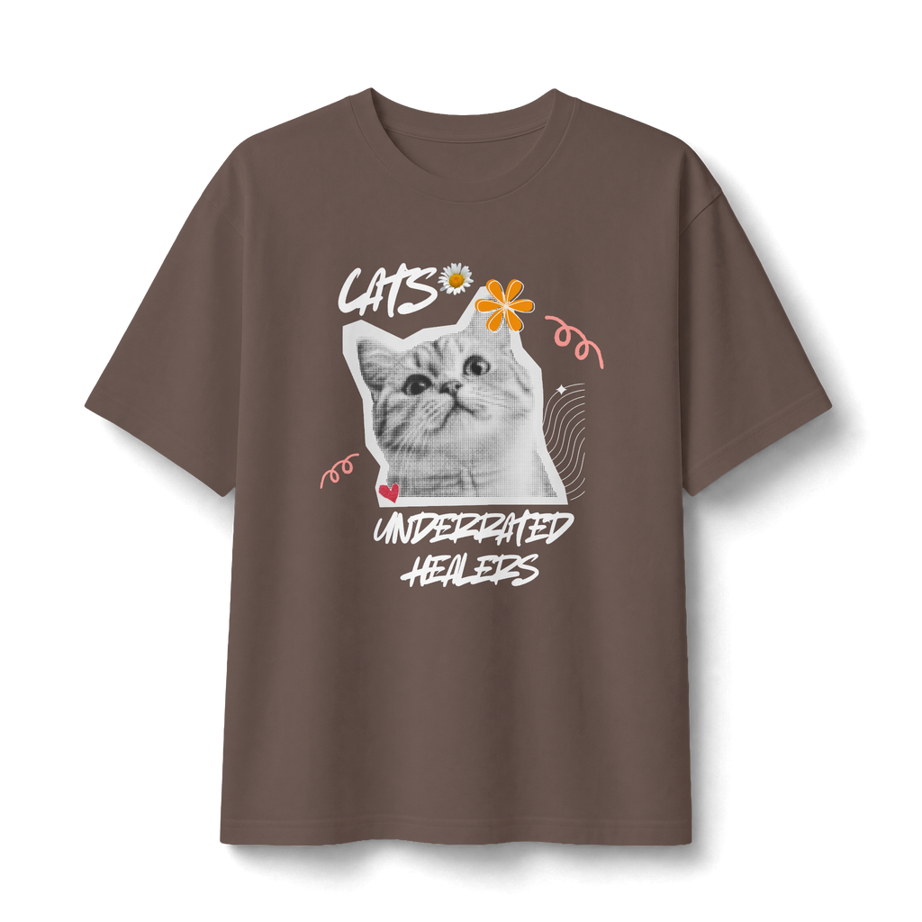 Cute Kitten Photo Tee with Daisy Accent — Graphic Cat T‑Shirt