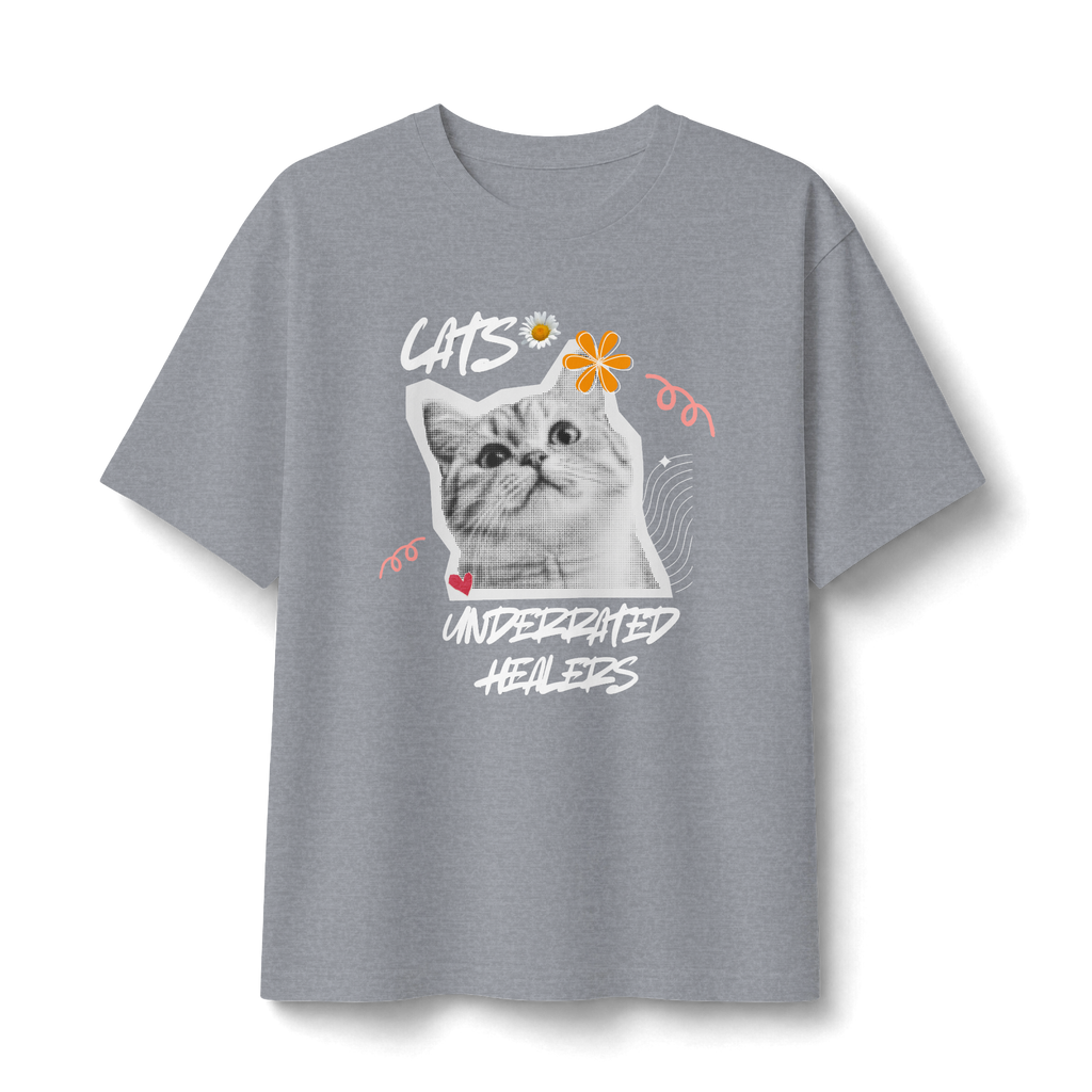 Cute Kitten Photo Tee with Daisy Accent — Graphic Cat T‑Shirt