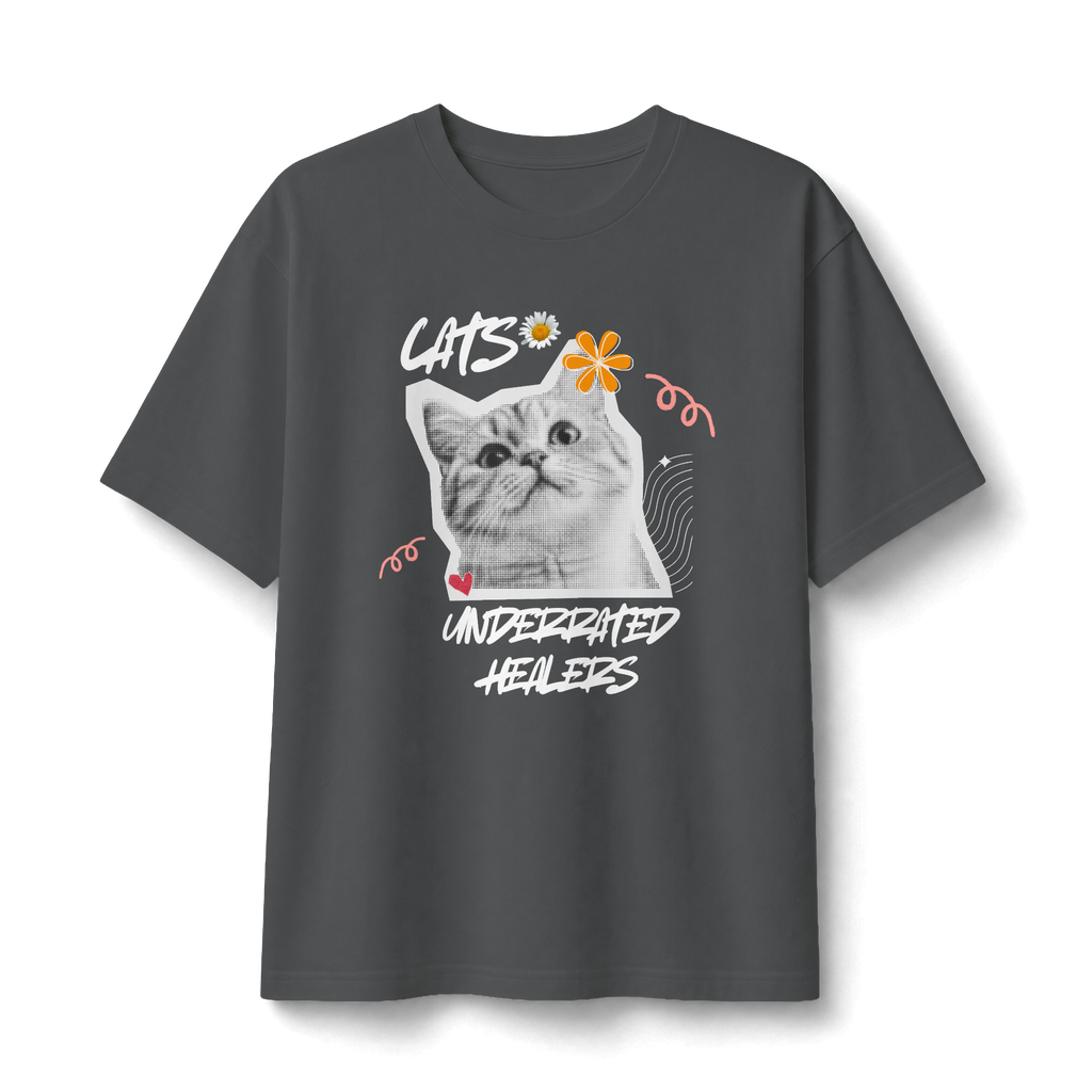 Cute Kitten Photo Tee with Daisy Accent — Graphic Cat T‑Shirt