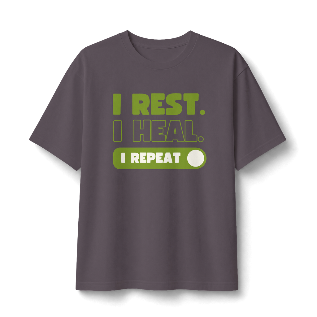 Rest Heal Repeat T‑Shirt — Self‑Care Recovery Graphic Tee