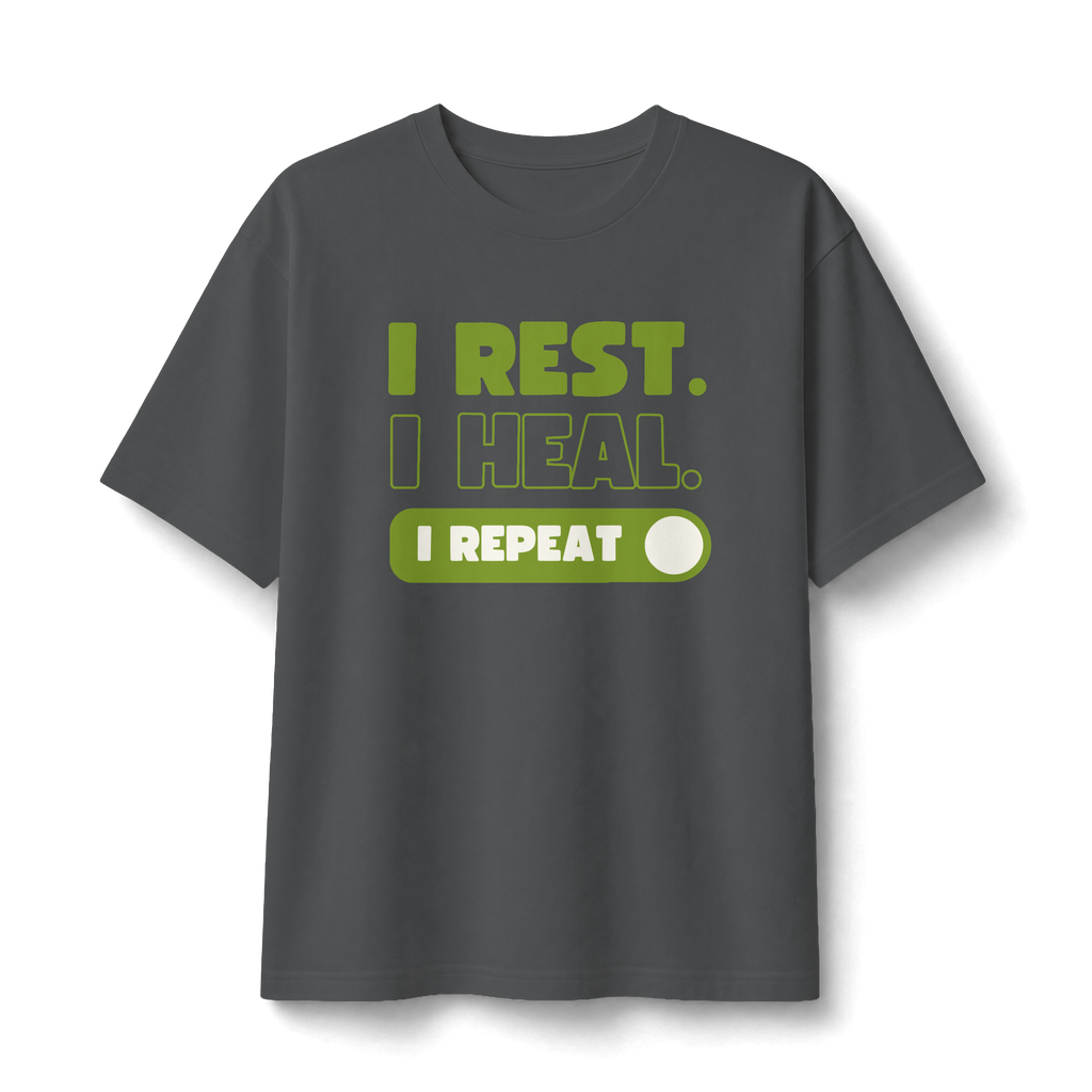 Rest Heal Repeat T‑Shirt — Self‑Care Recovery Graphic Tee