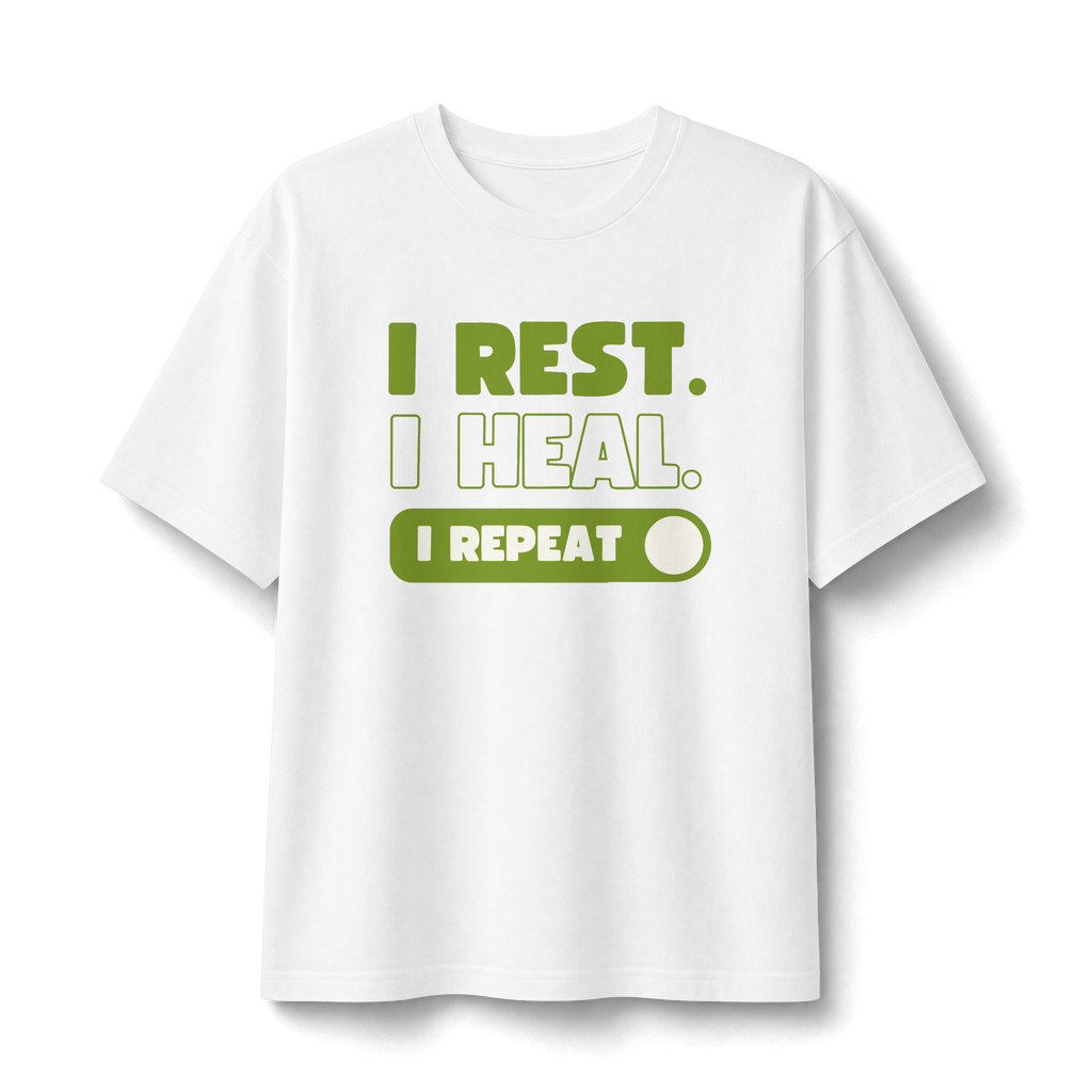 Rest Heal Repeat T‑Shirt — Self‑Care Recovery Graphic Tee