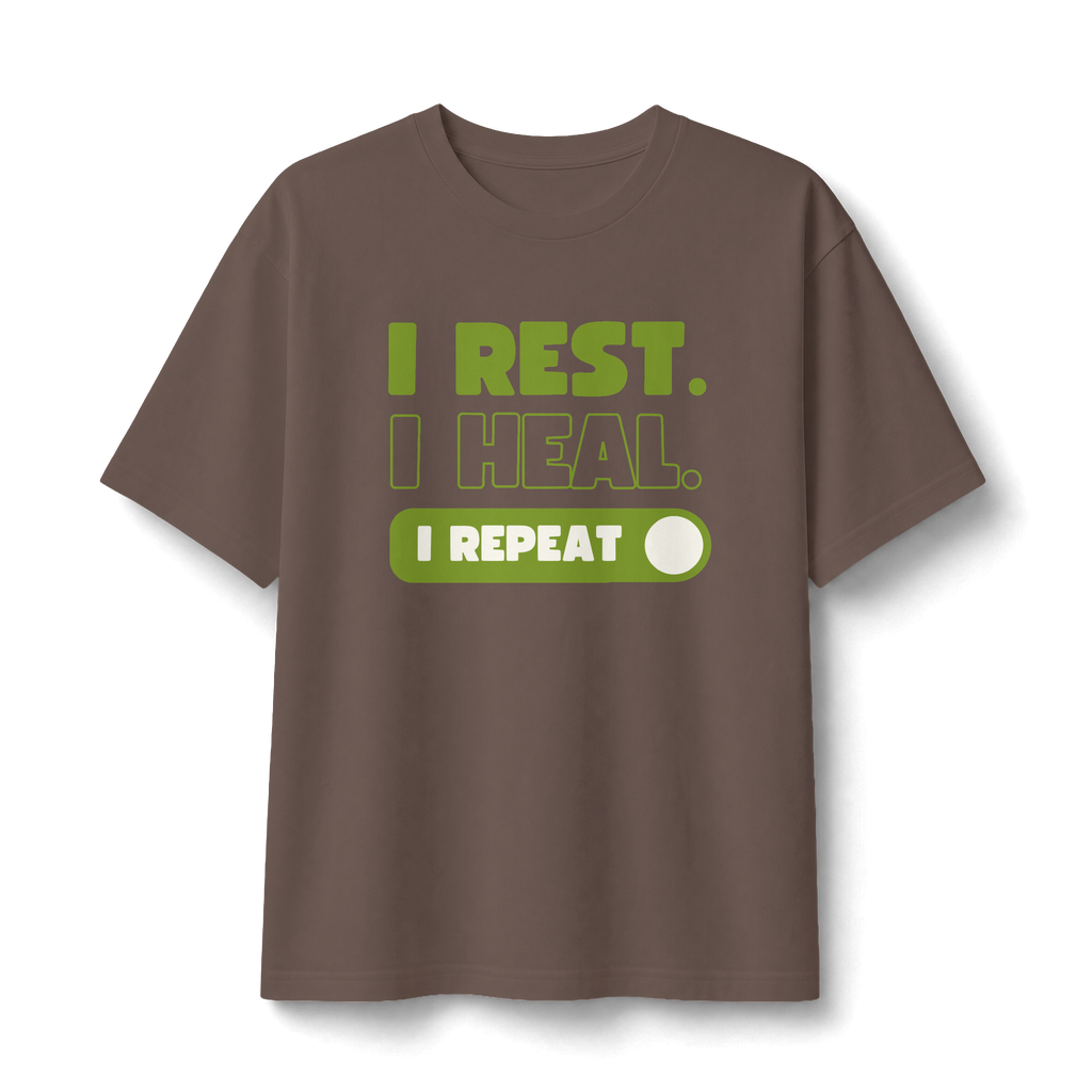 Rest Heal Repeat T‑Shirt — Self‑Care Recovery Graphic Tee