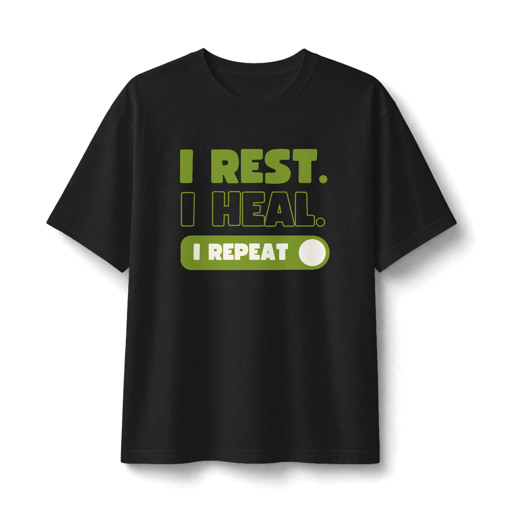 Rest Heal Repeat T‑Shirt — Self‑Care Recovery Graphic Tee