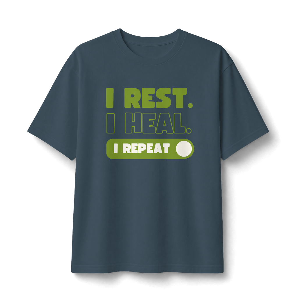 Rest Heal Repeat T‑Shirt — Self‑Care Recovery Graphic Tee