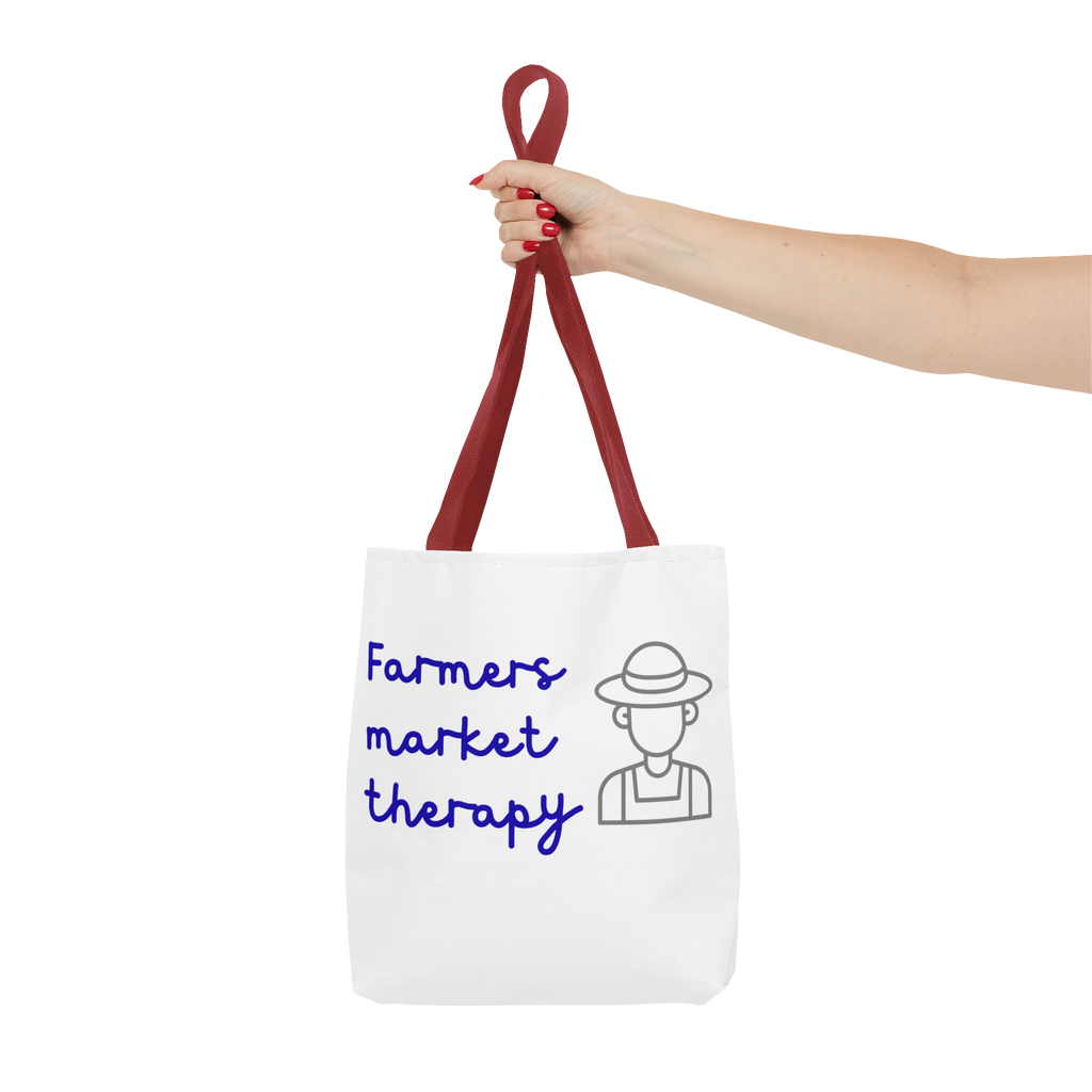 Farmers Market Therapy Tote Bag — Cute Farmer Illustration Market Shopper Bag