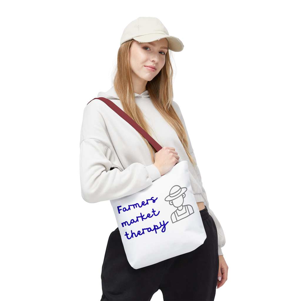 Farmers Market Therapy Tote Bag — Cute Farmer Illustration Market Shopper Bag