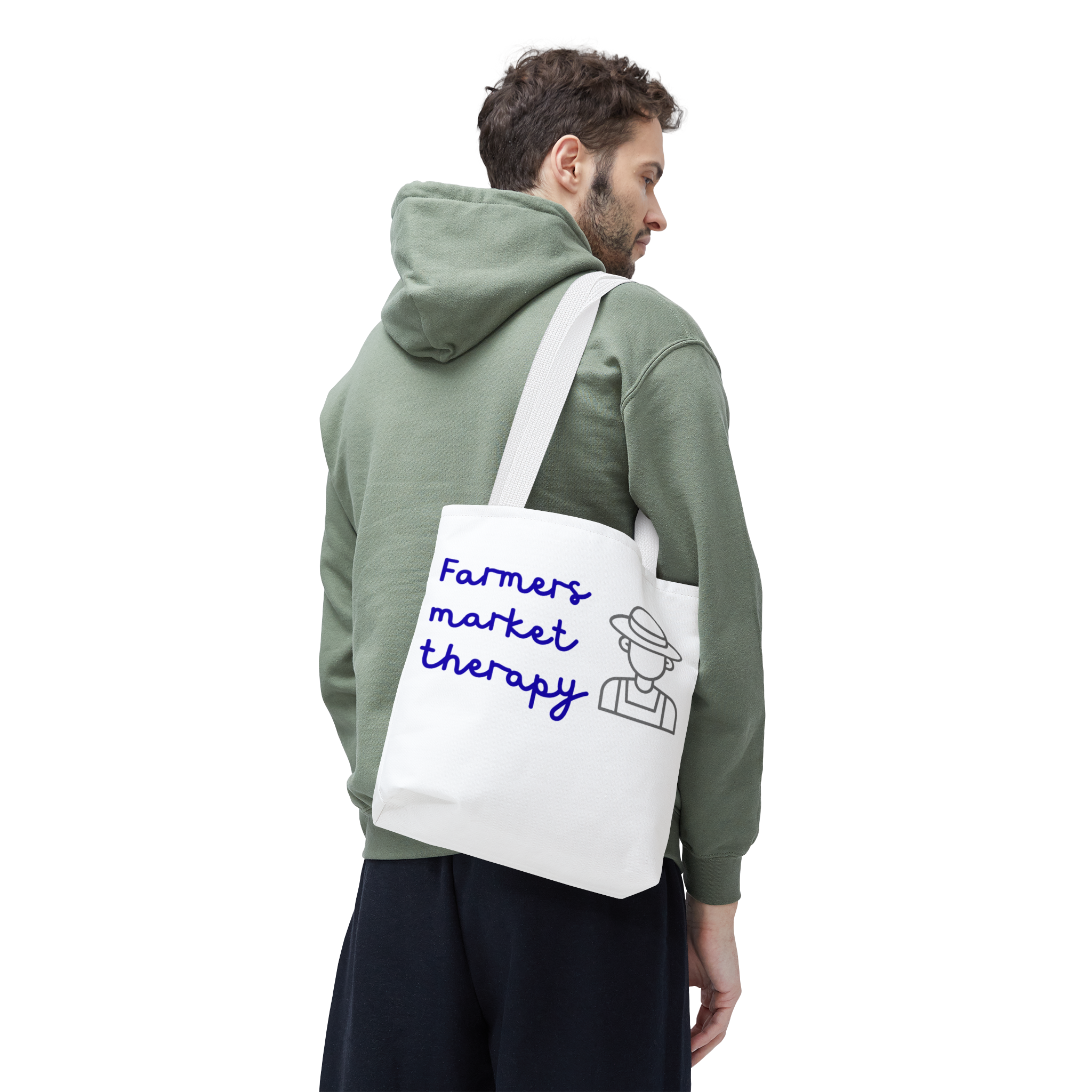 Farmers Market Therapy Tote Bag — Cute Farmer Illustration Market Shopper Bag