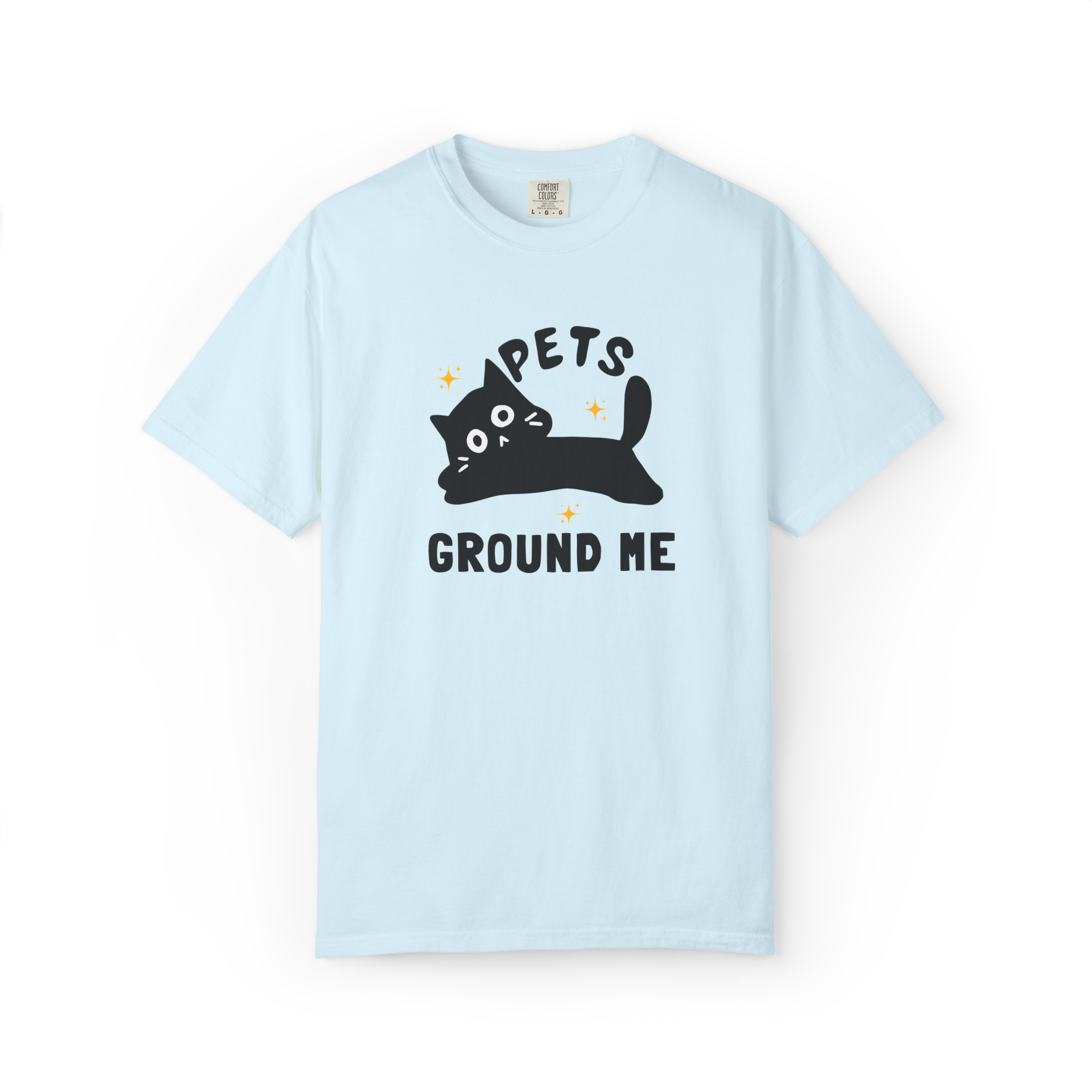 Pets Ground Me T-Shirt — Cute Black Cat Graphic Tee for Pet Lovers