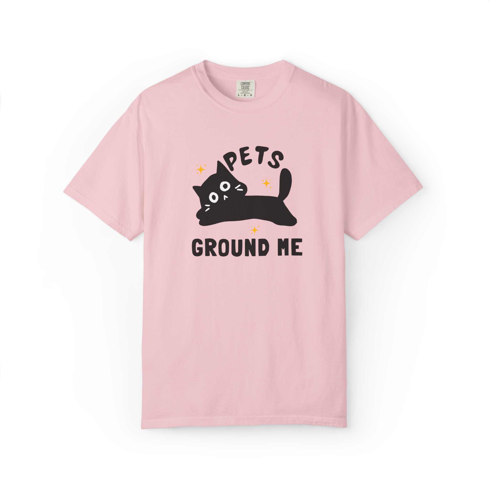 Pets Ground Me T-Shirt — Cute Black Cat Graphic Tee for Pet Lovers