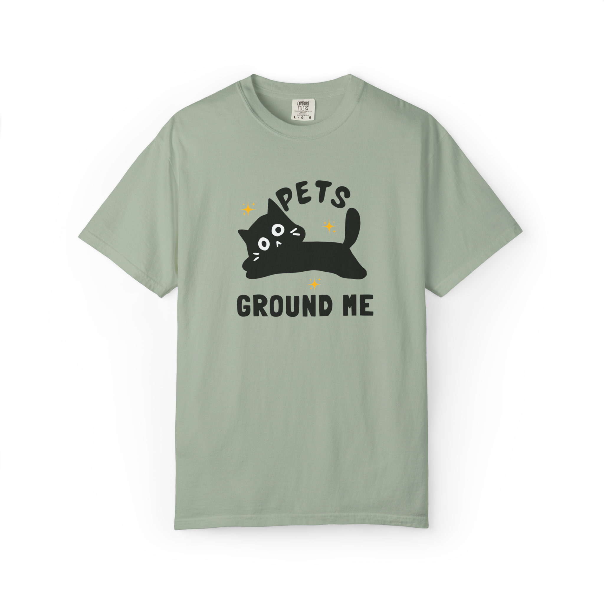 Pets Ground Me T-Shirt — Cute Black Cat Graphic Tee for Pet Lovers