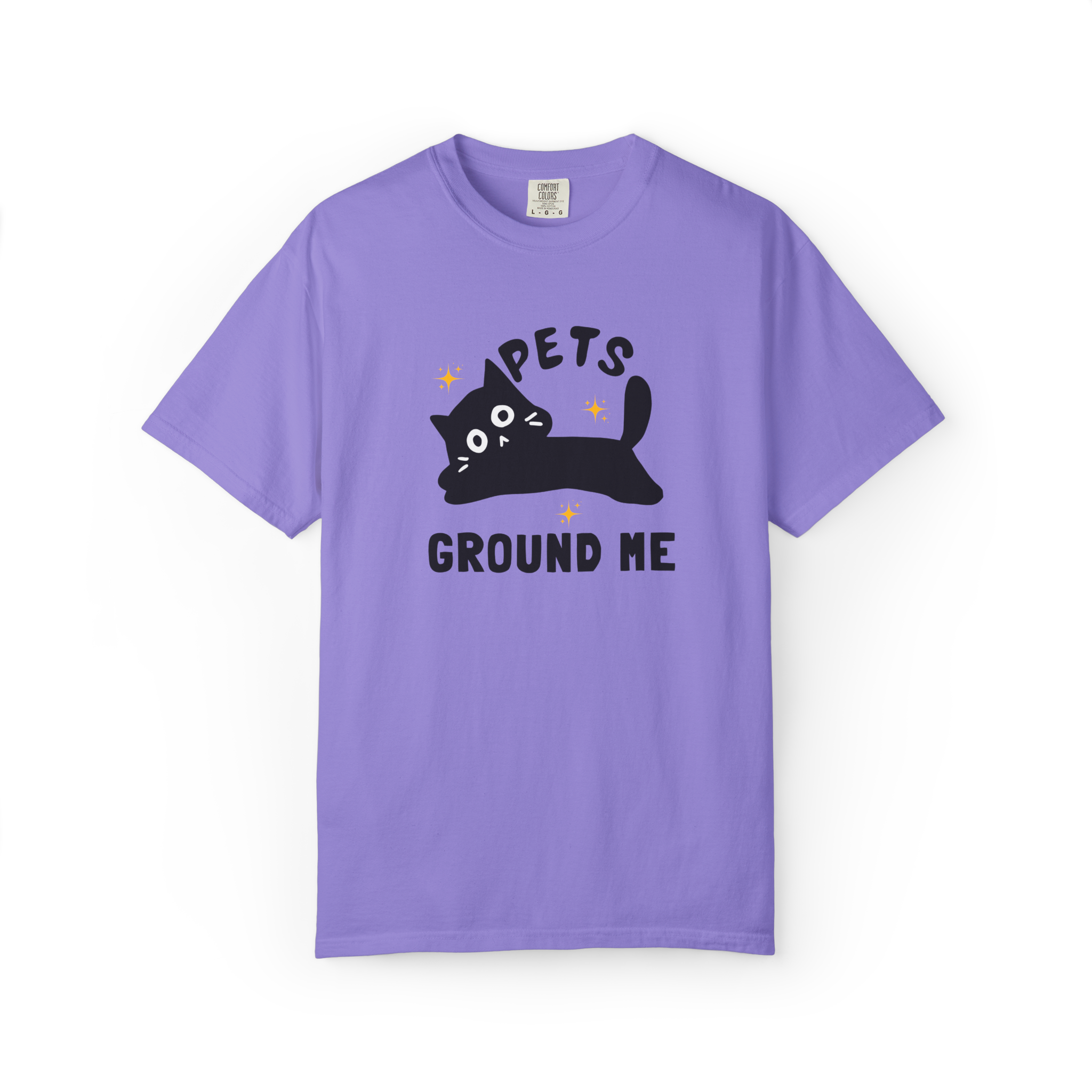 Pets Ground Me T-Shirt — Cute Black Cat Graphic Tee for Pet Lovers