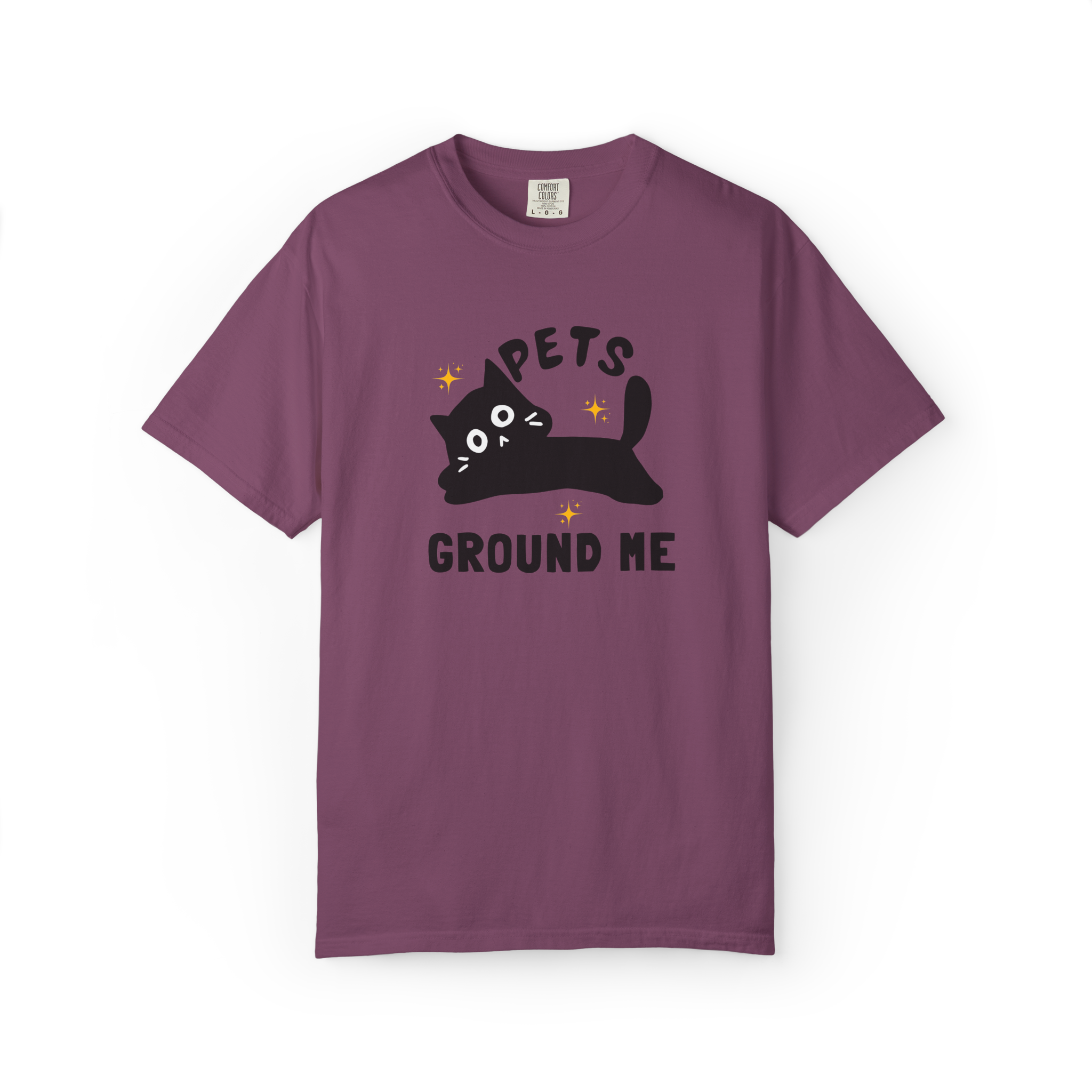 Pets Ground Me T-Shirt — Cute Black Cat Graphic Tee for Pet Lovers