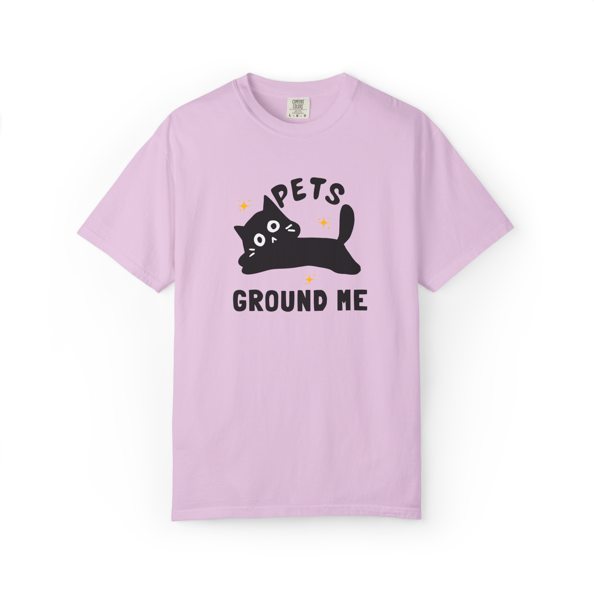Pets Ground Me T-Shirt — Cute Black Cat Graphic Tee for Pet Lovers