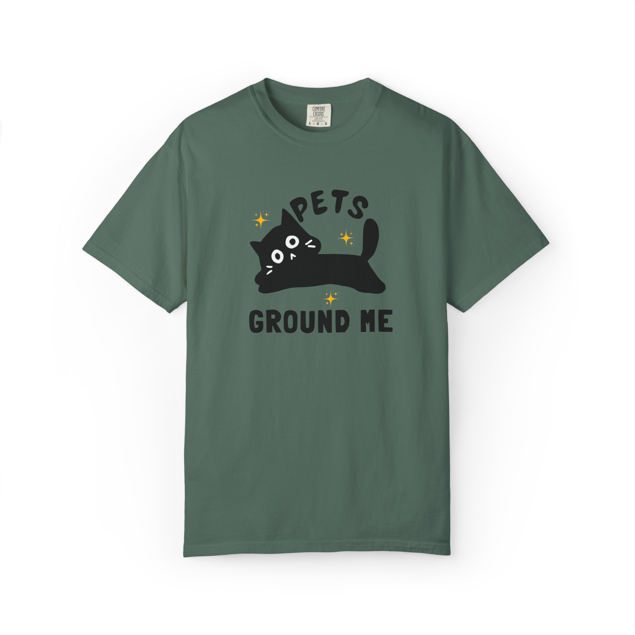 Pets Ground Me T-Shirt — Cute Black Cat Graphic Tee for Pet Lovers