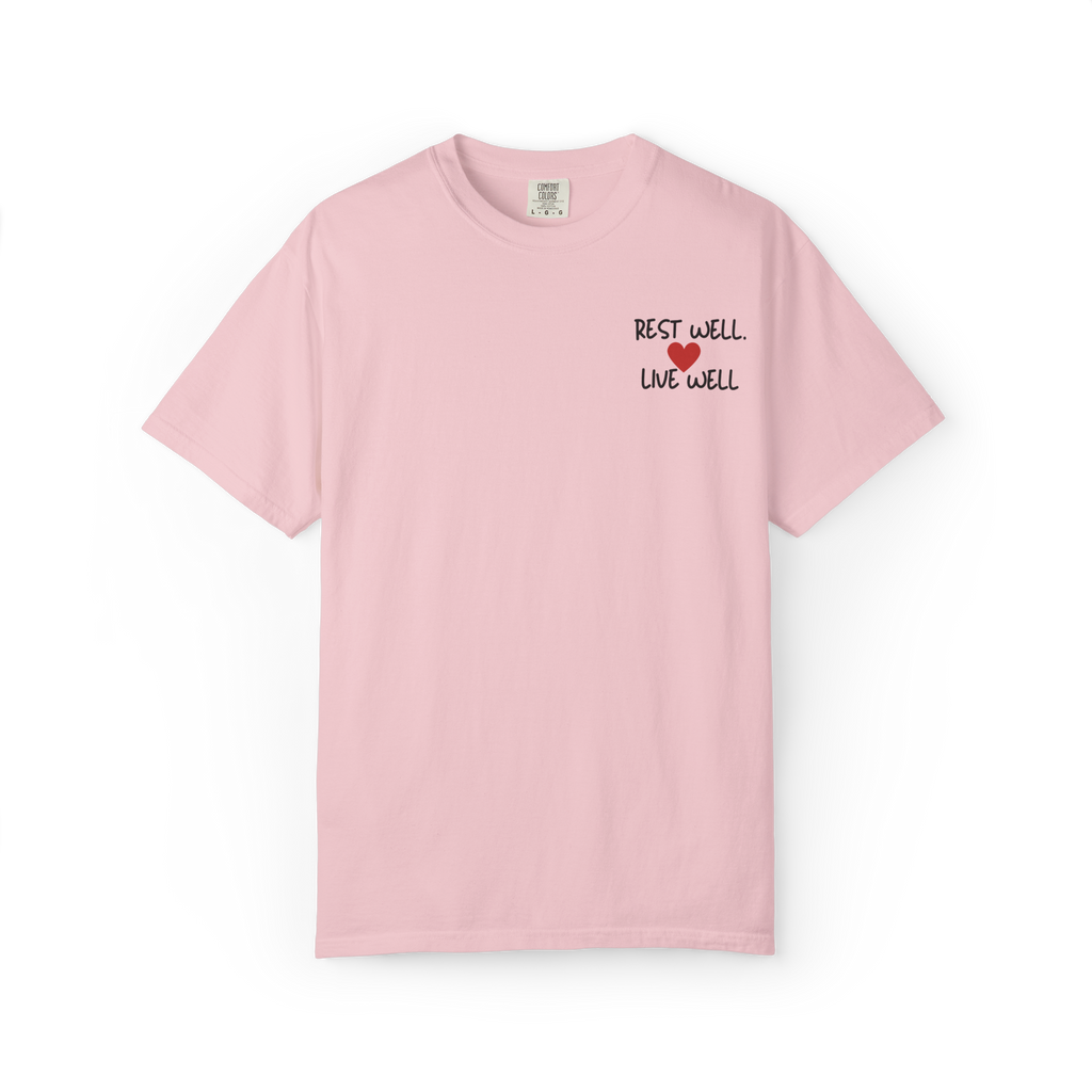Rest Well Live Well T-Shirt — Minimal Heart Wellness Tee