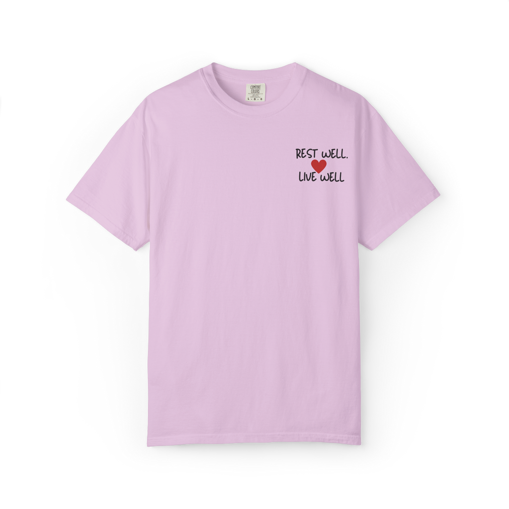 Rest Well Live Well T-Shirt — Minimal Heart Wellness Tee