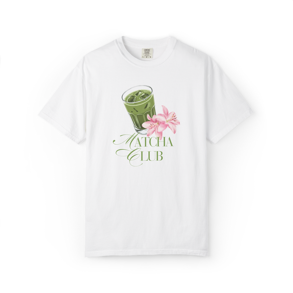 Matcha Club T-Shirt — Floral Iced Matcha Graphic Tee