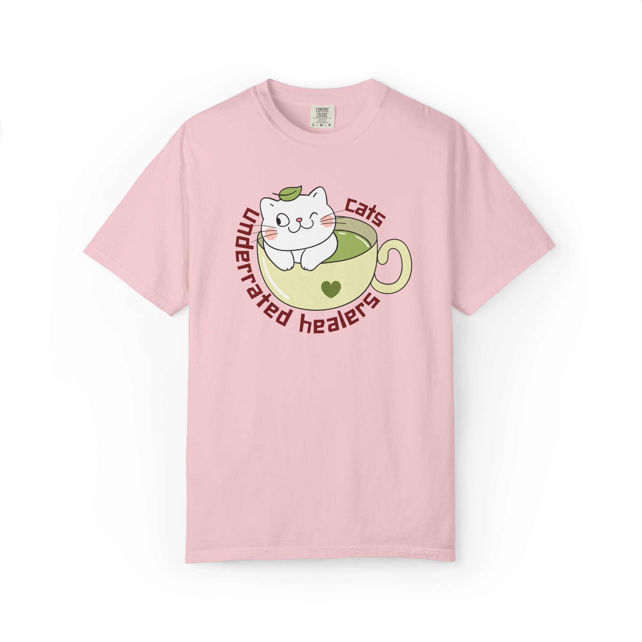 Cat Tea T-Shirt — "Cats: Underrated Healers" Cute Kawaii Cat in Teacup Tee