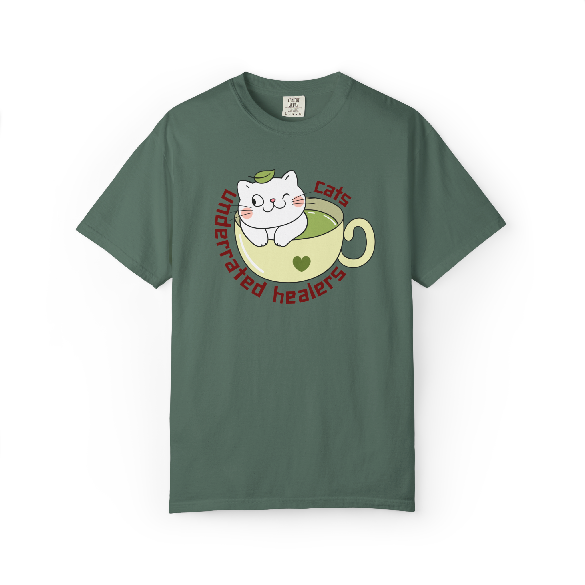 Cat Tea T-Shirt — "Cats: Underrated Healers" Cute Kawaii Cat in Teacup Tee